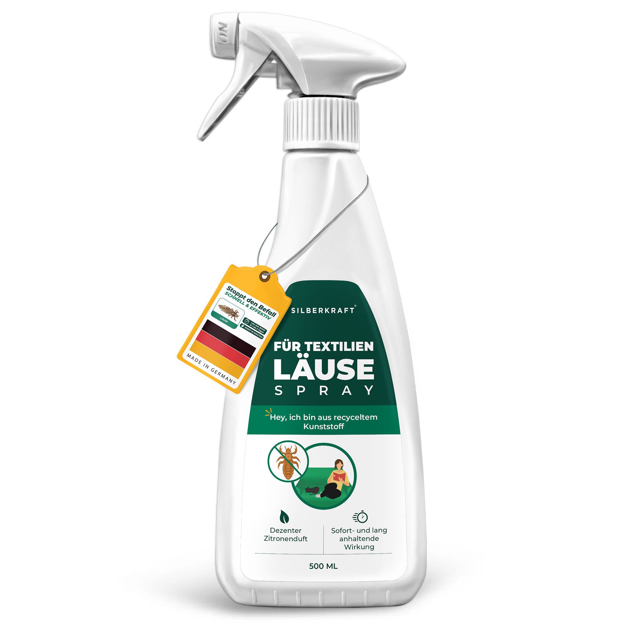 Silberkraft Защита от насекомых-Spray Läusespray, Läuse-Ex-Spray, Textilien schützen, Kopfläuse vorbeugen Gegen Läuse und deren Nissen, 1-tlg., Umgebungsspray gegen Läuse, effektives Abwehrspray gegen Nissen