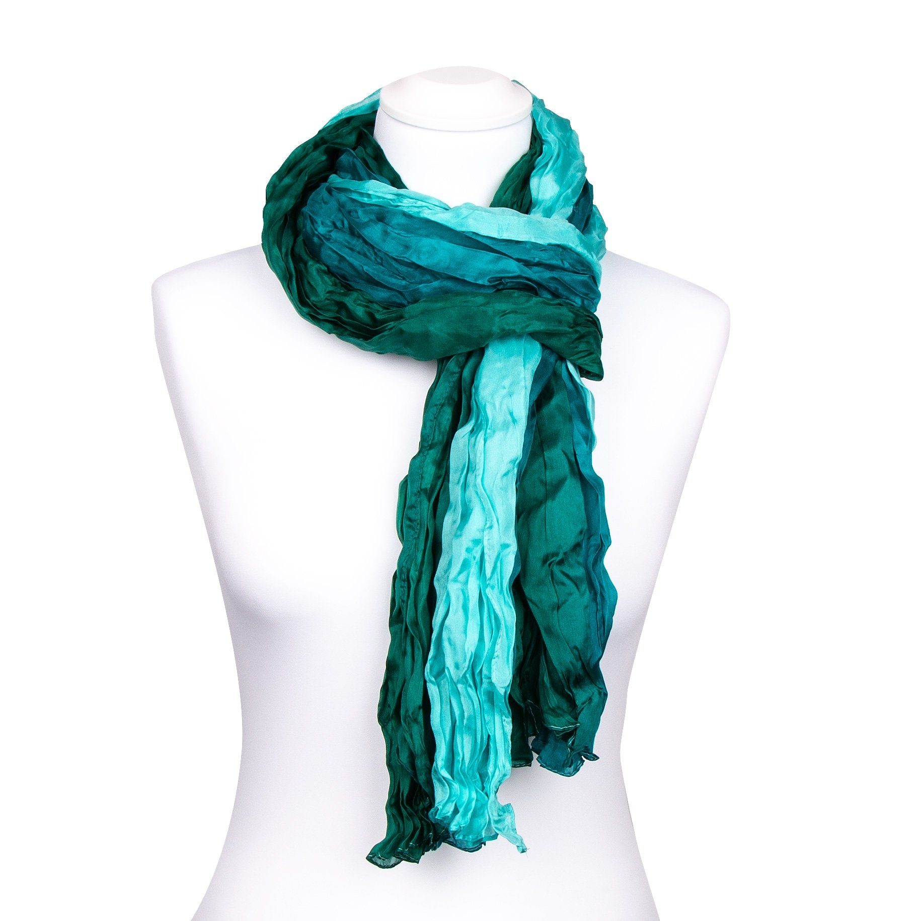 Silkroad Seidenschal Knitterschal Halstuch Schal XXL Farbverlauf Grün Türkis
