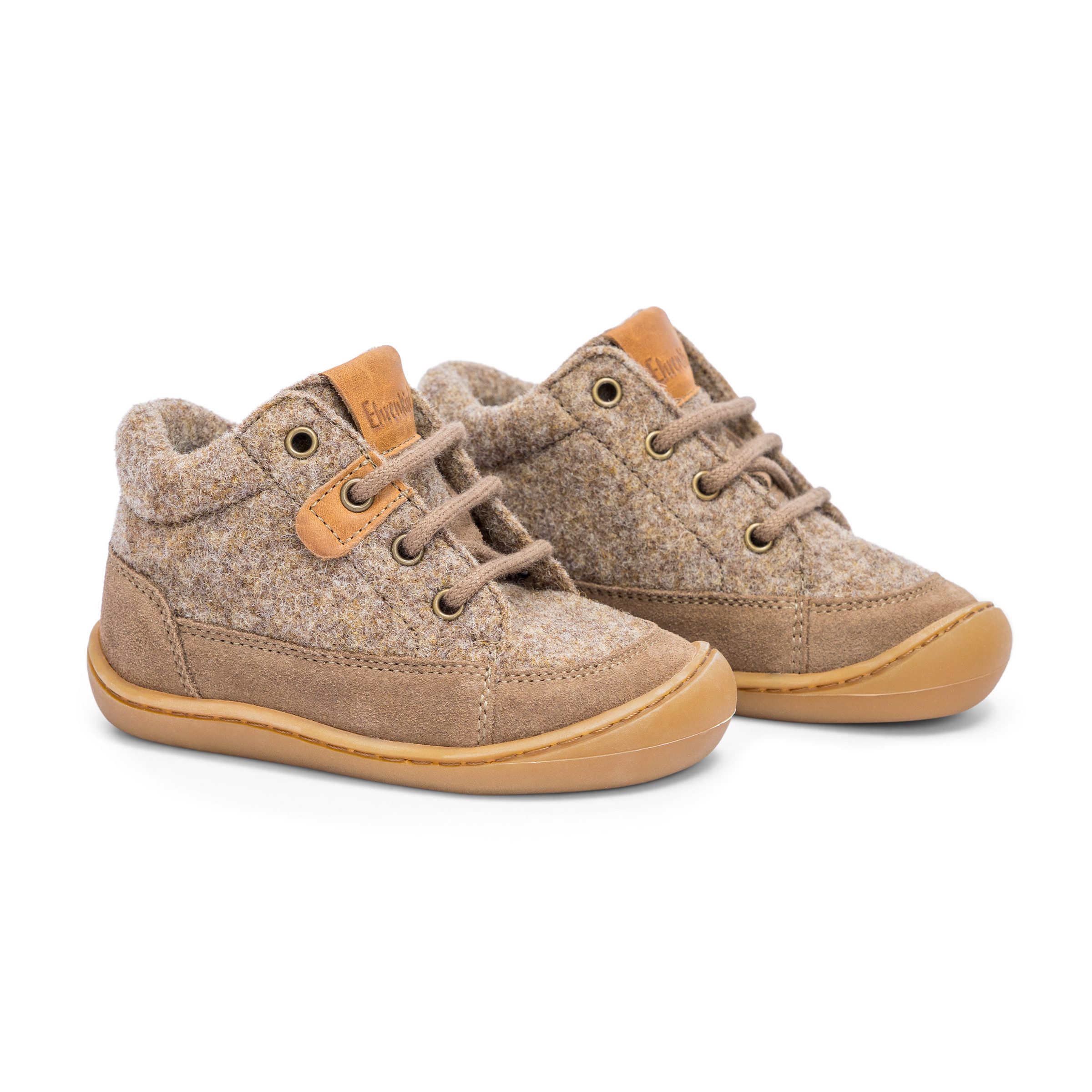 Ehrenkind Wollfilz Lauflernschuh (Beige, mit Schnürung und herausnehmbaren Einlegesohlen) rutschfeste Sohle für die ersten Schritte