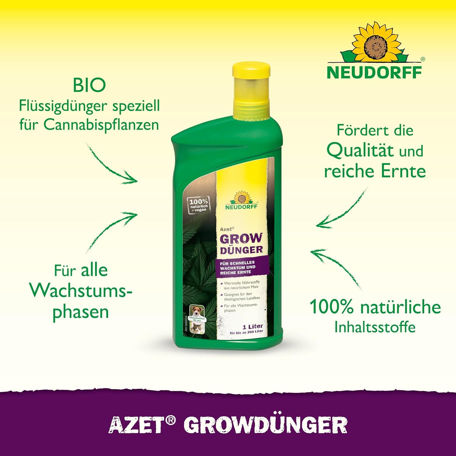 Neudorff Pflanzendünger Neudorff Azet GrowDünger 1 L, Spezialdünger Konzent günstig online kaufen