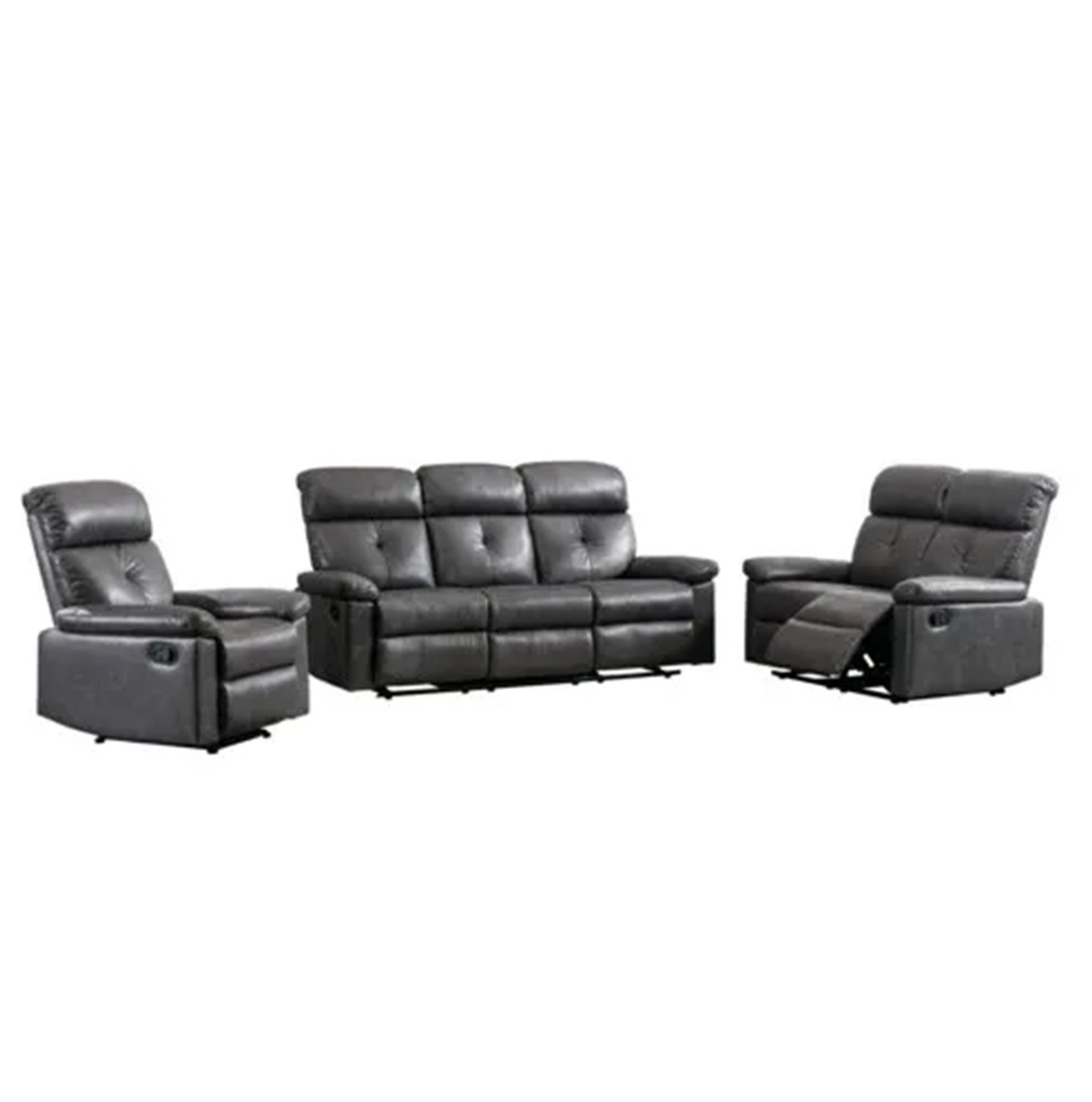 Happy Home Loungesofa 3-tlg. Polstergarnitur mit 5 Relaxfunktionen, verstellbar & Lederoptik