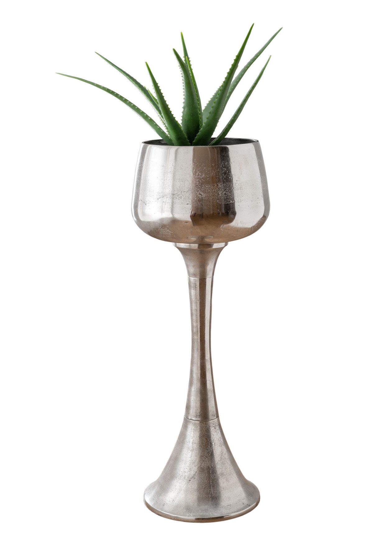 Dekosäule Pflanzsäule CUP, Aluminium natur vernickelt, Ø/H: ca. 31 x 92 cm