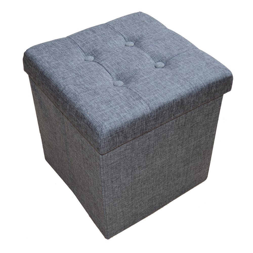 Natsen Sitzhocker mit Stauraum faltbare Sitzwürfel (Sitztruhe aus Leinen, 38 * 38 * 38 cm Gray), gepolstert Sitzbank Fußhocker für Wohnzimmer Schlafzimmer