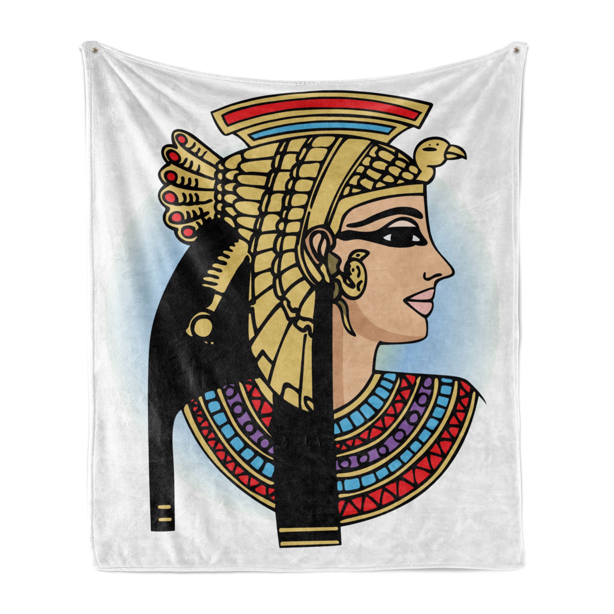 Wohndecke Gemütlicher Plüsch für den Innen- und Außenbereich, Abakuhaus, ägyptisch Königin Kleopatra Kunst