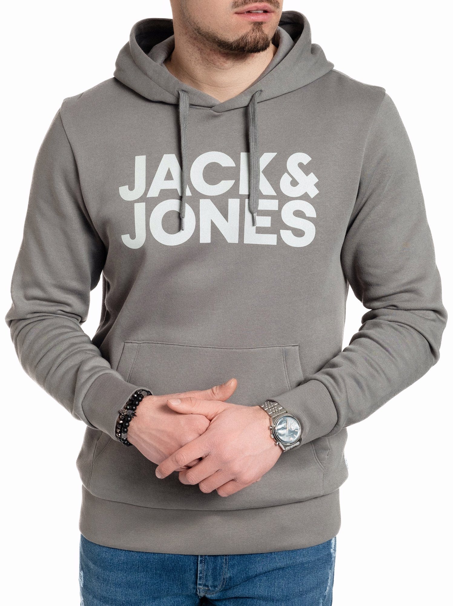 Kängurutasche & Sedona-White mit Jack Jones Kapuzensweatshirt