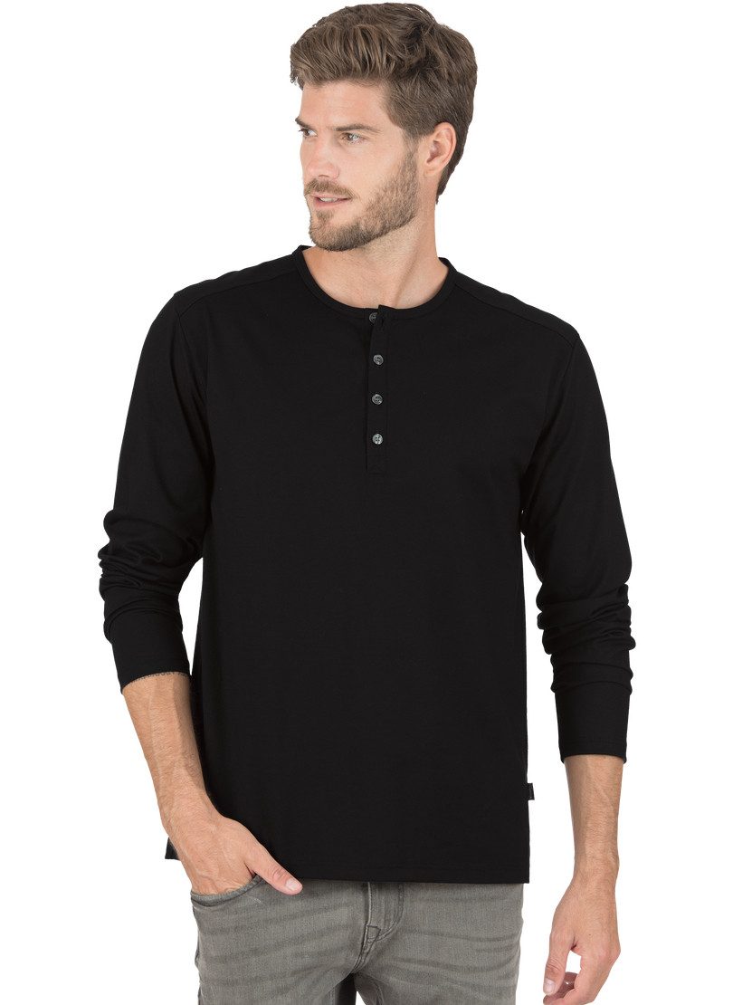 Trigema Longsleeve TRIGEMA Langarmshirt mit Knopfleiste (1-tlg)