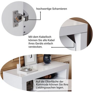 SONNI Kommode Kommode Weiß 108x40x92cm mit LED, Kommodenschrank Sideboard Hochglanz, 12 Farben können eingestellt werden, Wohnzimmermöbel Wohnzimmerschrank Standschrank