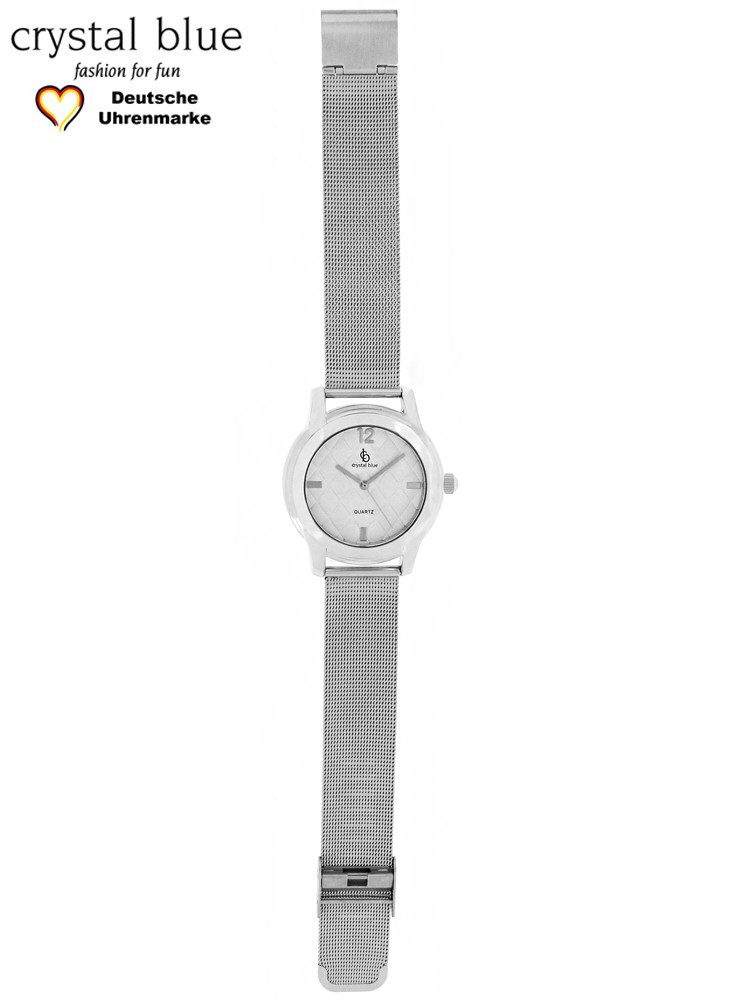 crystal blue Quarzuhr Armbanduhr Damen silber Mesharmband metallic Zifferbl günstig online kaufen