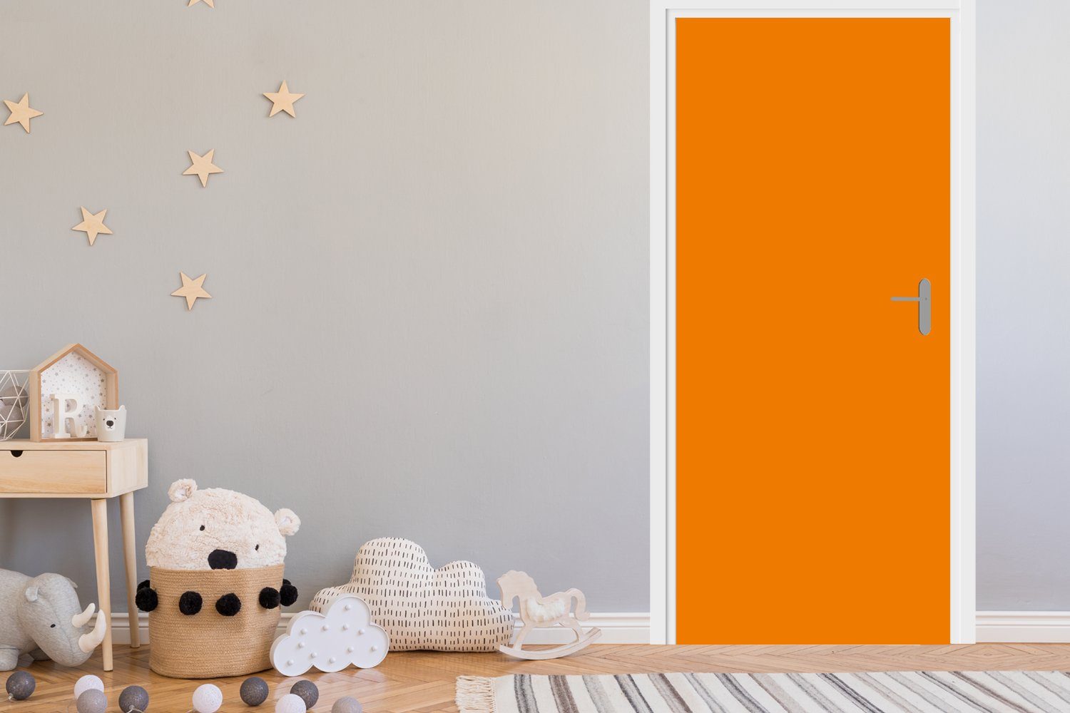 75x205 cm bedruckt, - Türaufkleber, MuchoWow Tür, Orange Jahreszeiten Fototapete für Türtapete - Farbe, - (1 Herbst St), Matt,