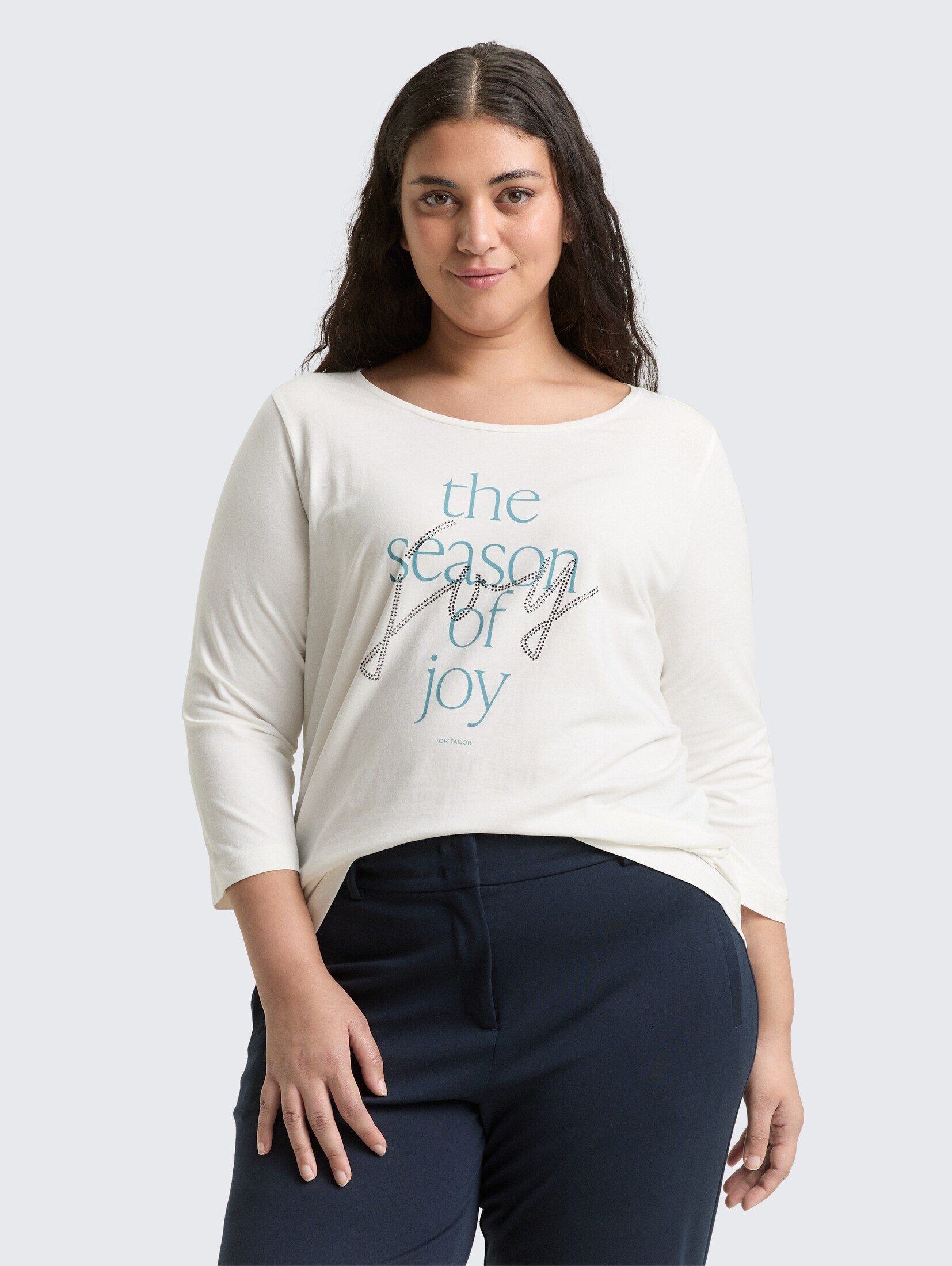TOM TAILOR PLUS 3/4-Arm-Shirt T-Shirt Plus Size - Langarmshirt mit Print günstig online kaufen