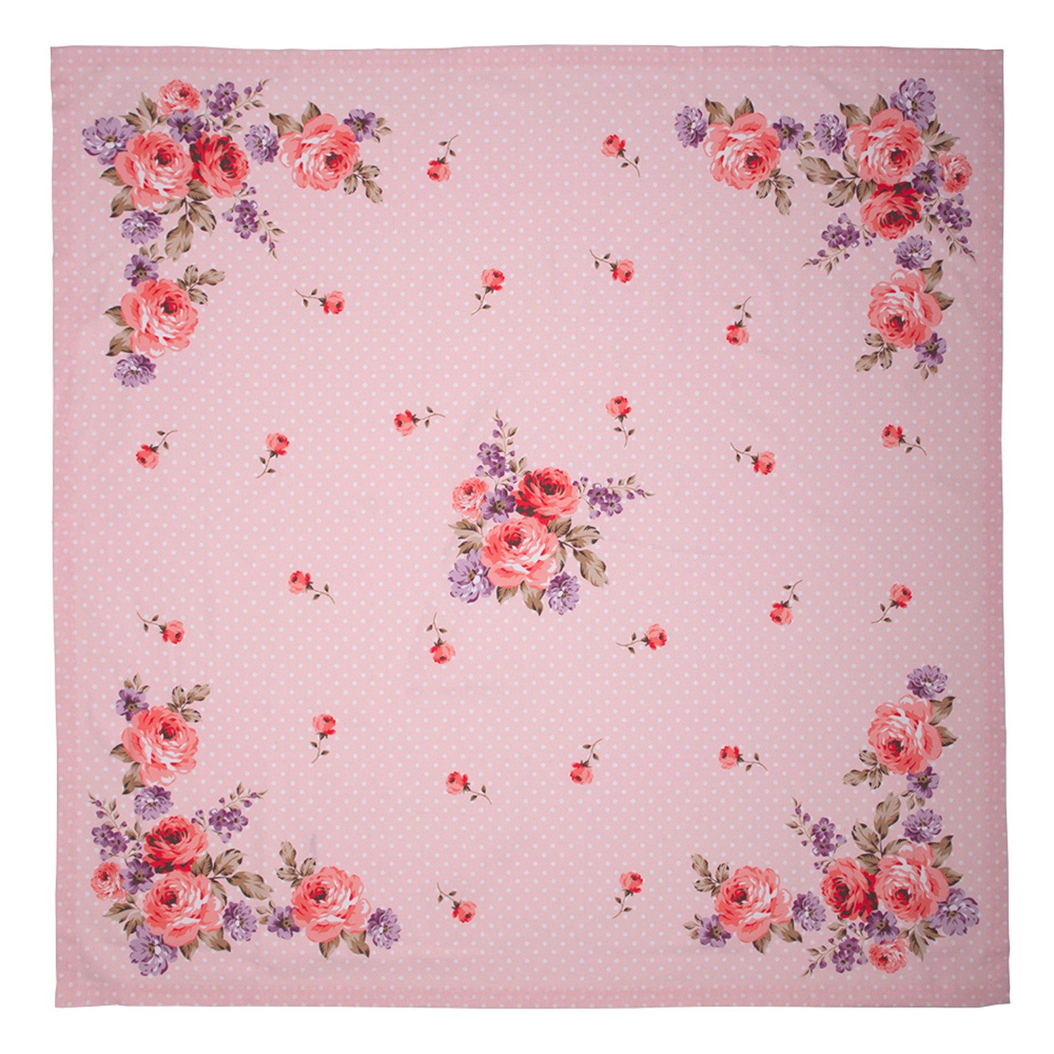 Clayre & Eef Tischdecke Dotty Rose (1-tlg, 1-teilig), quadratische Tischdecke Mitteldecke ca.100x100cm Baumwolle