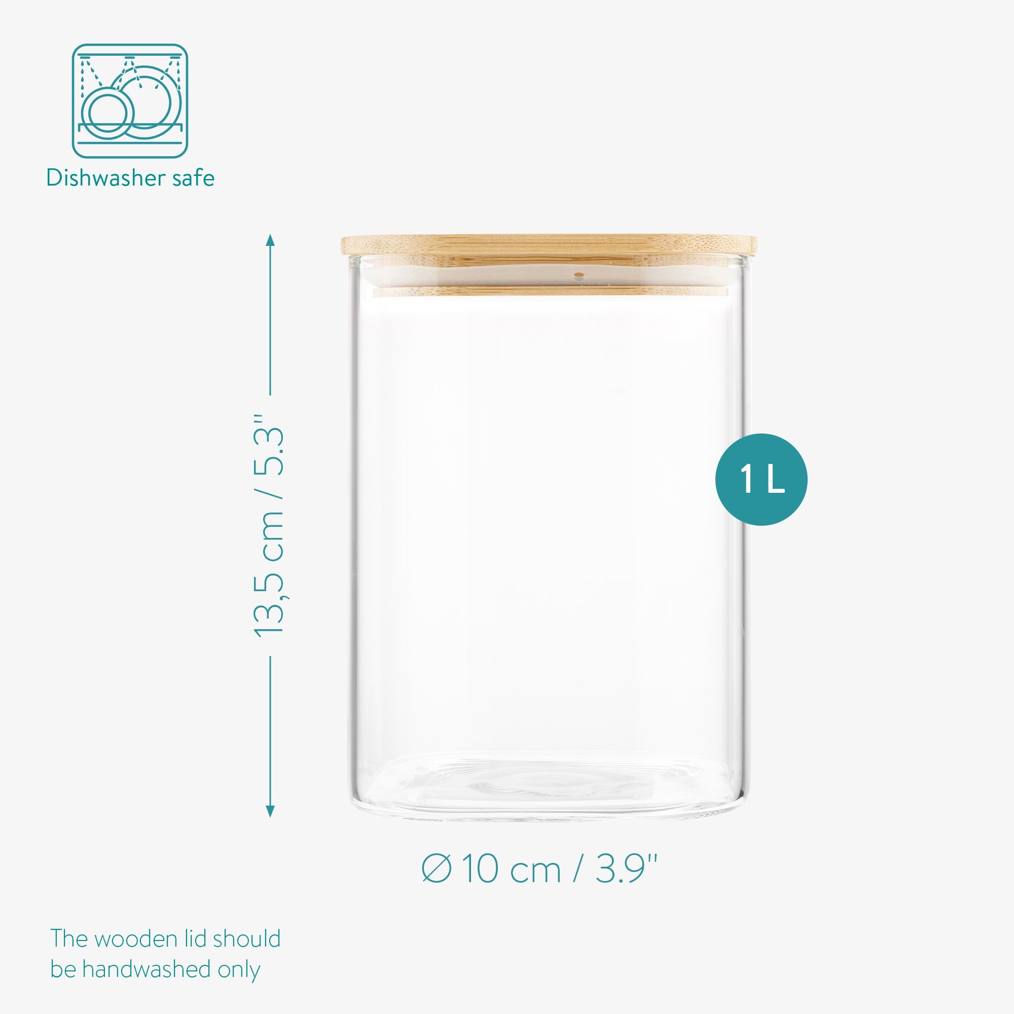 (3-tlg) Navaris 3-teilig, - Vorratsdosen Borosilikatglas, Set Behälter aus Deckel Glas Lunchbox mit Bambus