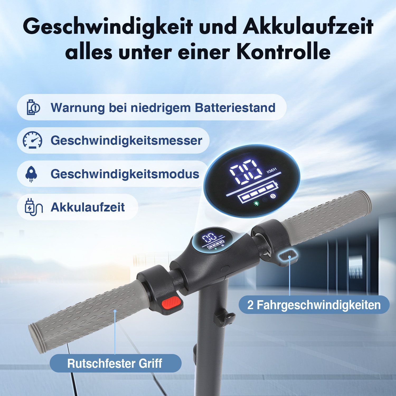 ANYSUN Elektro-Kinderroller Kinder faltbarer E-Scooter mit LED-Beleuchtung, farbenfrohen Lichtern, bis zu 8 km Reichweite, 6/12 KM/H, LED Display, Belastung bis 50kg