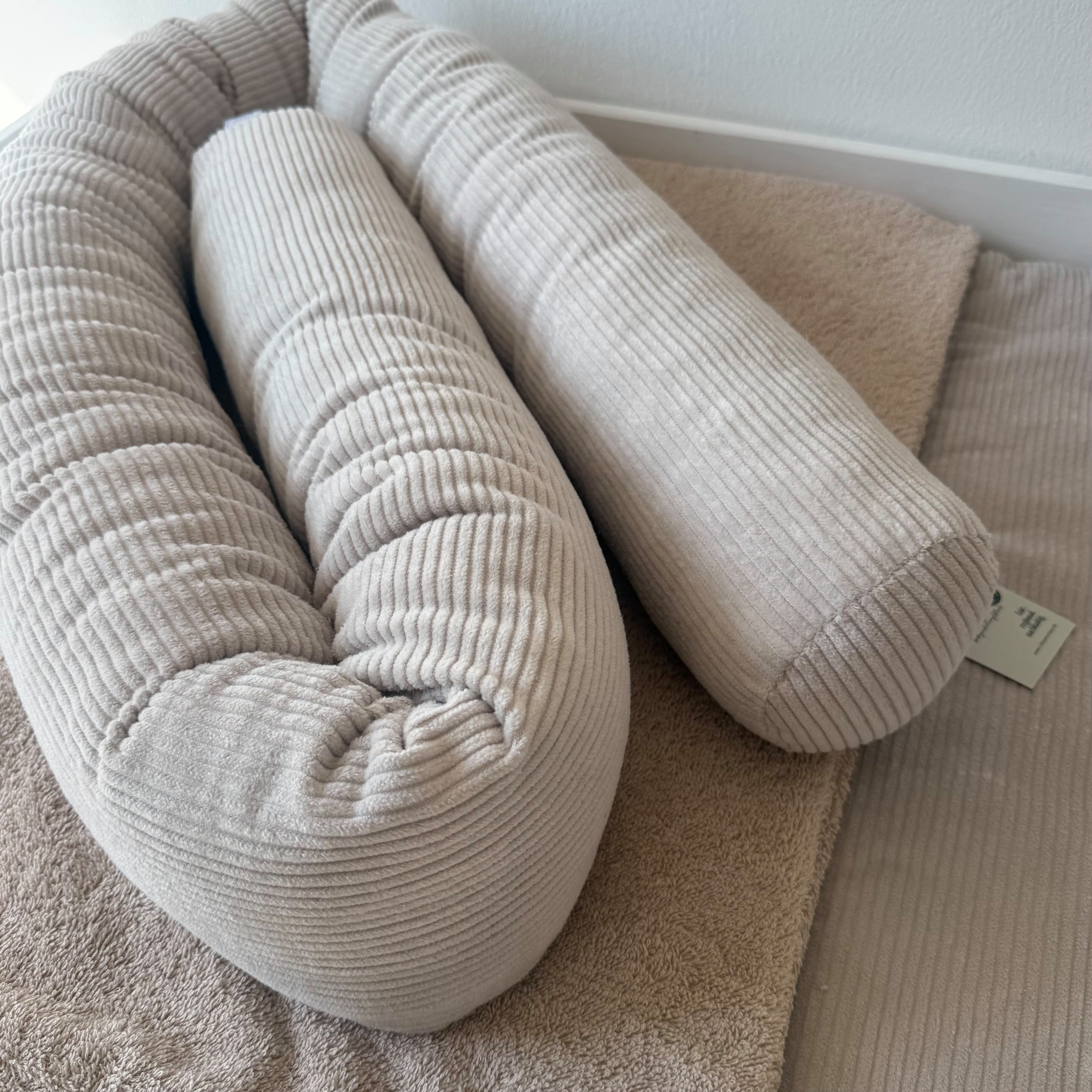 LittleANTunique Nestchenschlange Wickeltischumrandung I Bettschlange Cord beige I Babybettumrandung, kuschelig weich, Schutz vor harten Kanten oder Gitterstäben – Bild 5 von 5