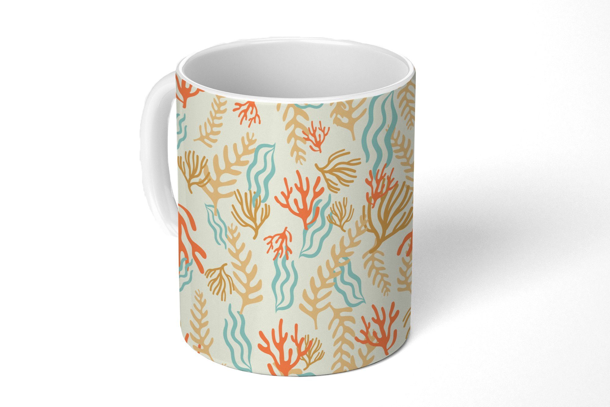 MuchoWow Tasse Muster - Strand - Meer - Wasserpflanzen, Keramik, Kaffeetassen, Teetasse, Becher, Teetasse, Geschenk