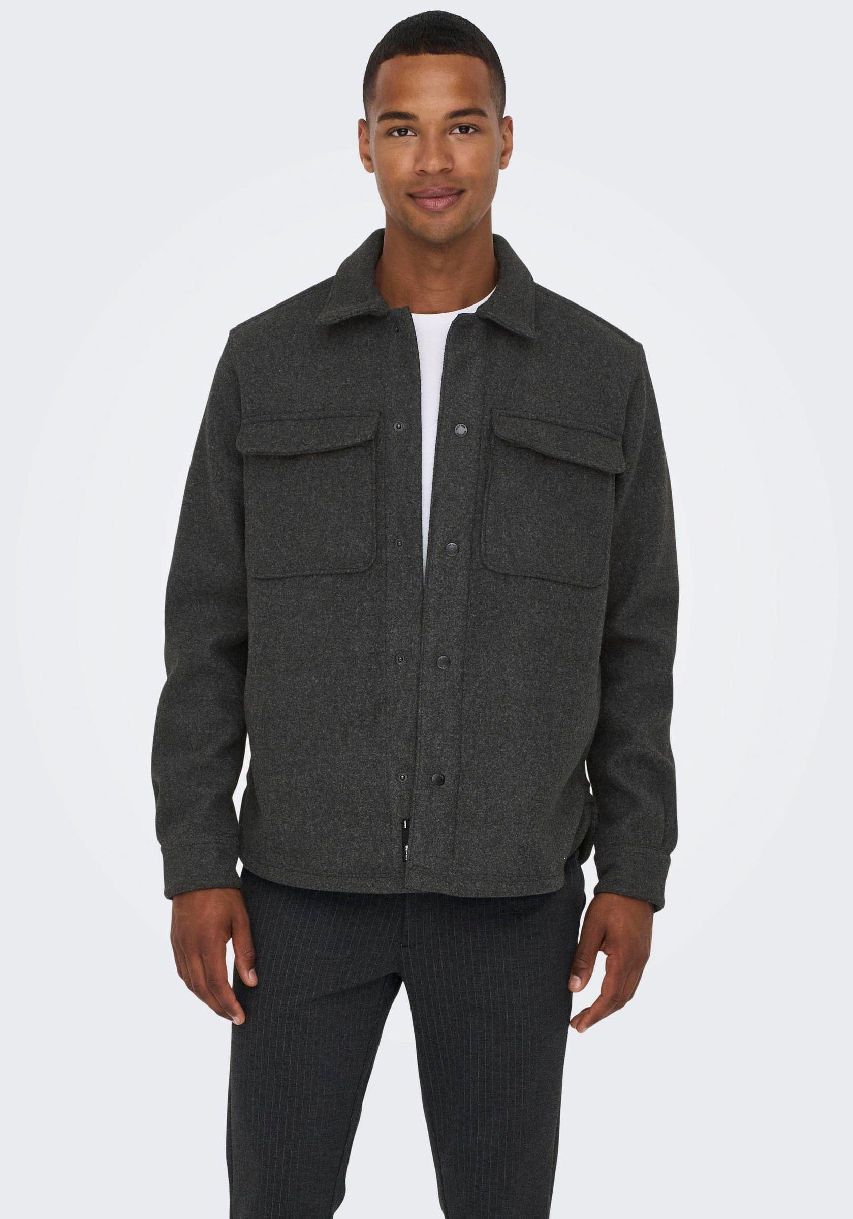 ONLY & SONS Langarmhemd ONSASH OVR WOOLEN LOOK PKT LS SHIRT NOOS günstig online kaufen