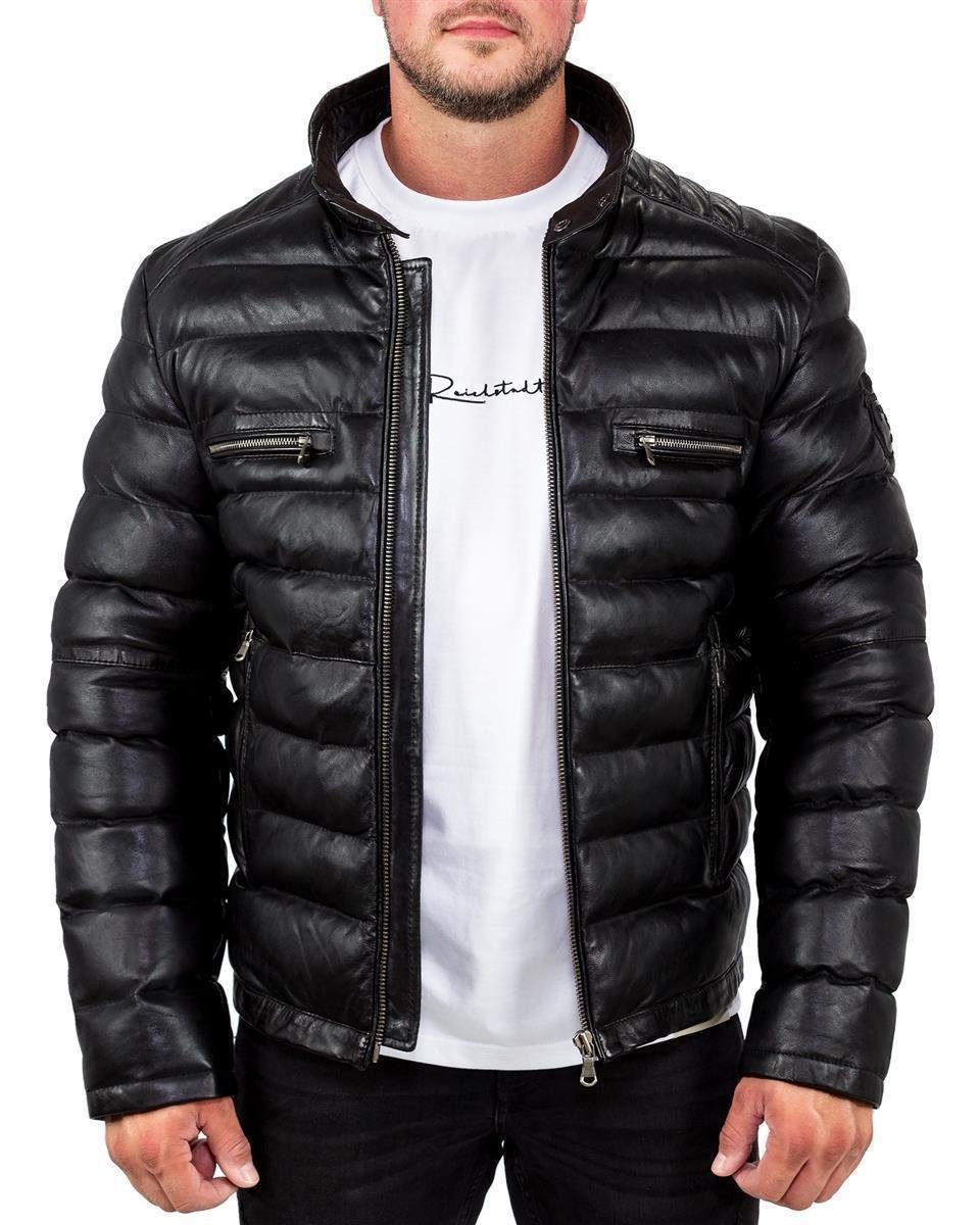 Reichstadt Bomberjacke Herren Echtleder Jacke RS016 (1-St) mit 2x Brusttaschen und Patch