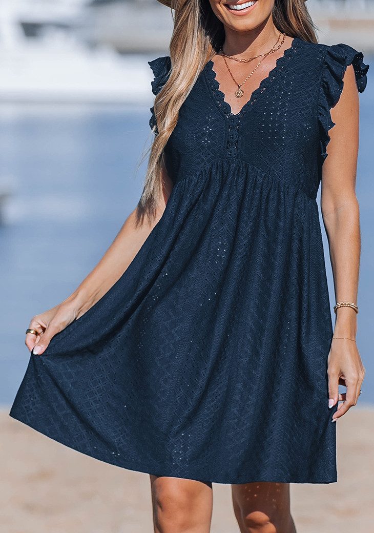 Cupshe Strandkleid Spitzenbesetztes ärmelloses Kleid