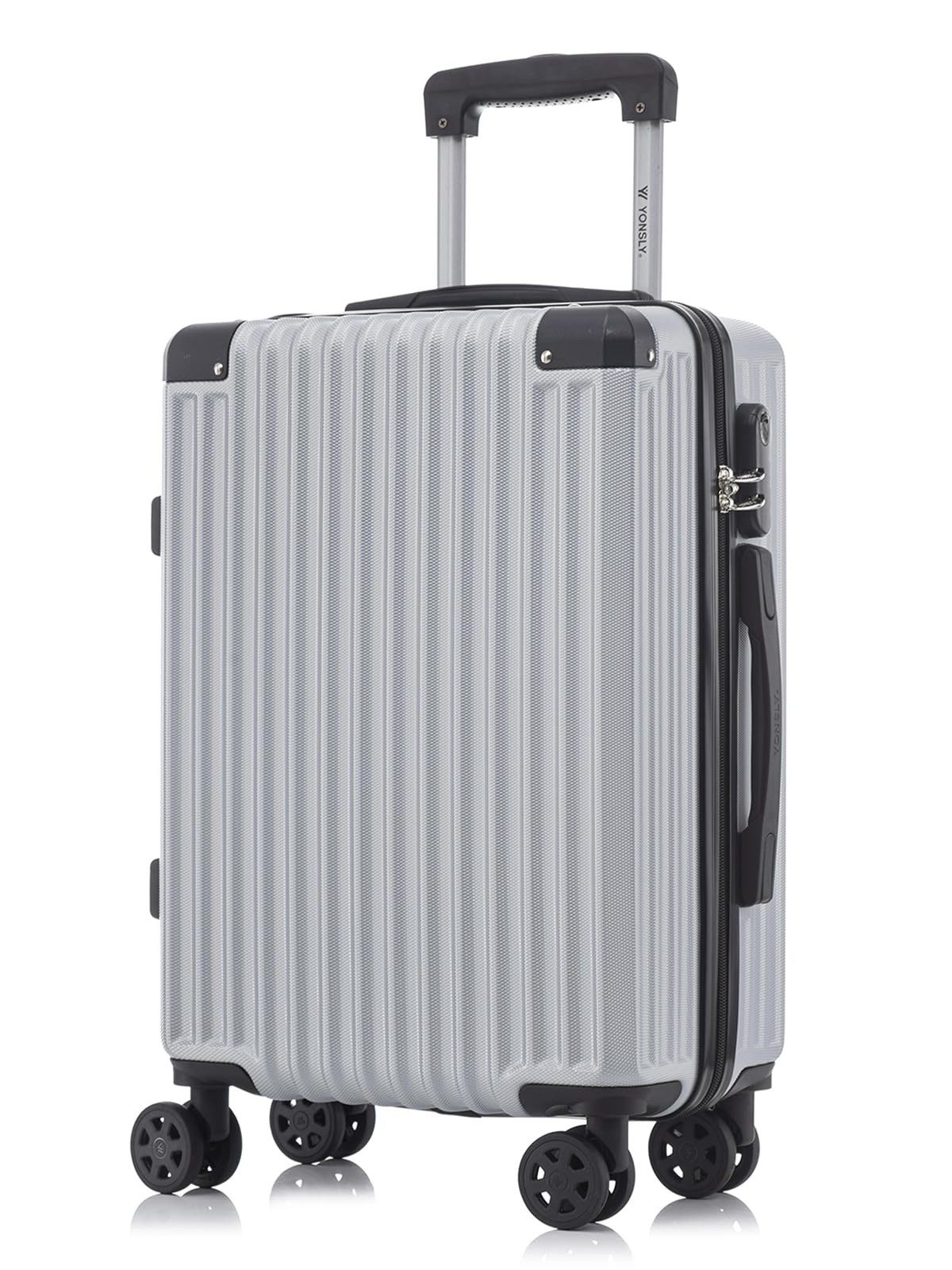 YONSLY Koffer Hartschalen-Reisekoffer Trolley Handgepäck, 4 Rollen, ABS-Hartschale, Zahlenschloss, weicher Gummigriff