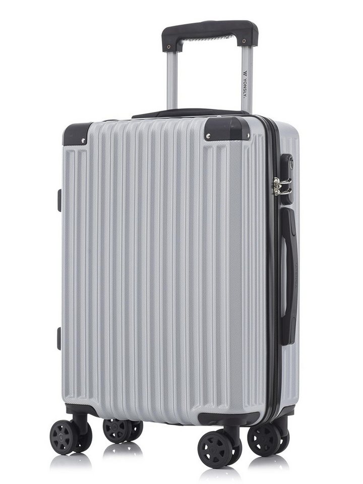 YONSLY Koffer Hartschalen-Reisekoffer Trolley Handgepäck, 4 Rollen, ABS-Hartschale, Zahlenschloss, weicher Gummigriff