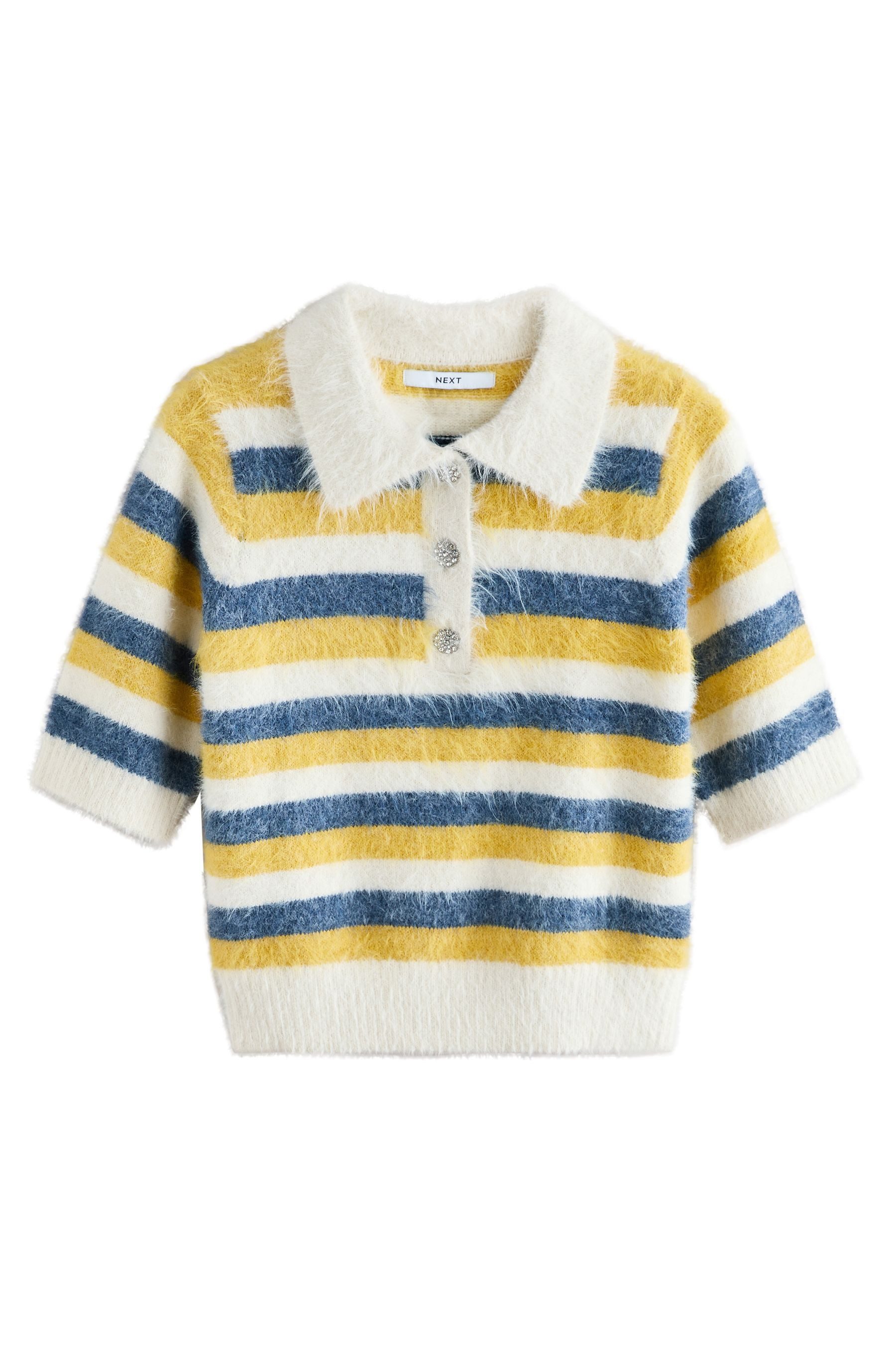 Next Strickpullover Strick-Polo-Kurzarmpullover mit Schmuckknopf (1-tlg) günstig online kaufen