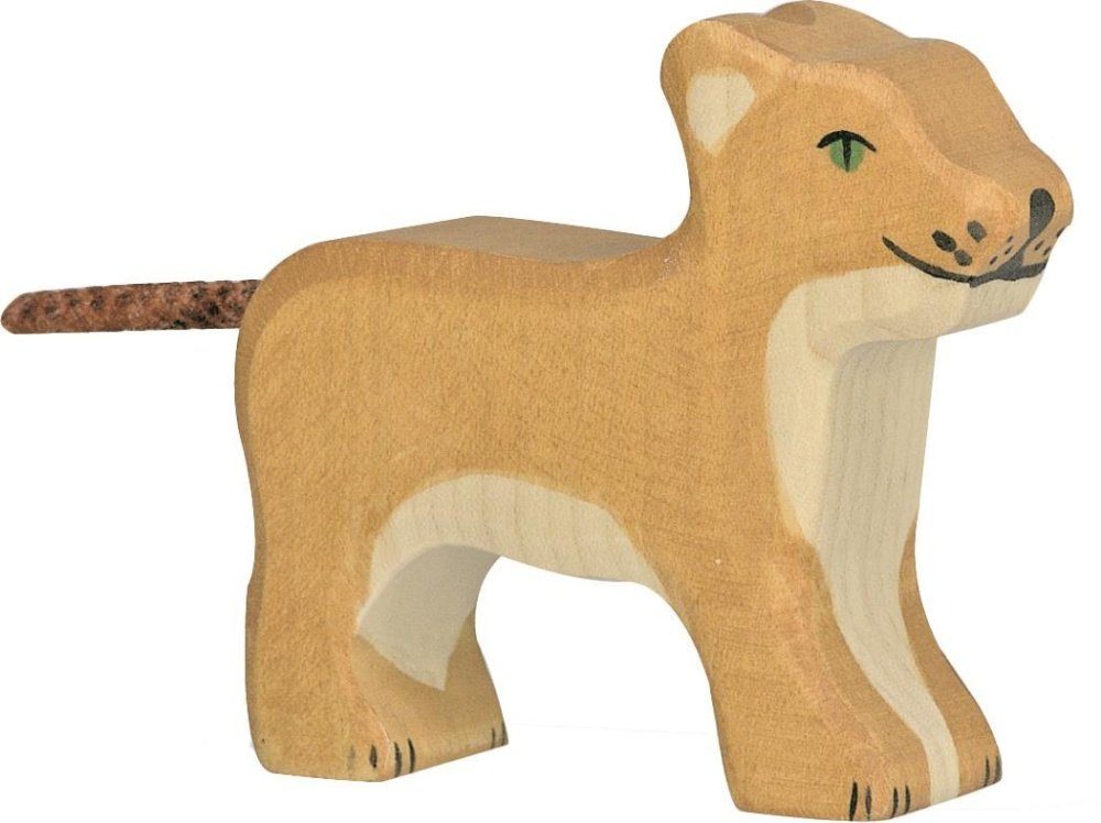 klein, Holz Tierfigur - Löwe HOLZTIGER aus stehend Holztiger