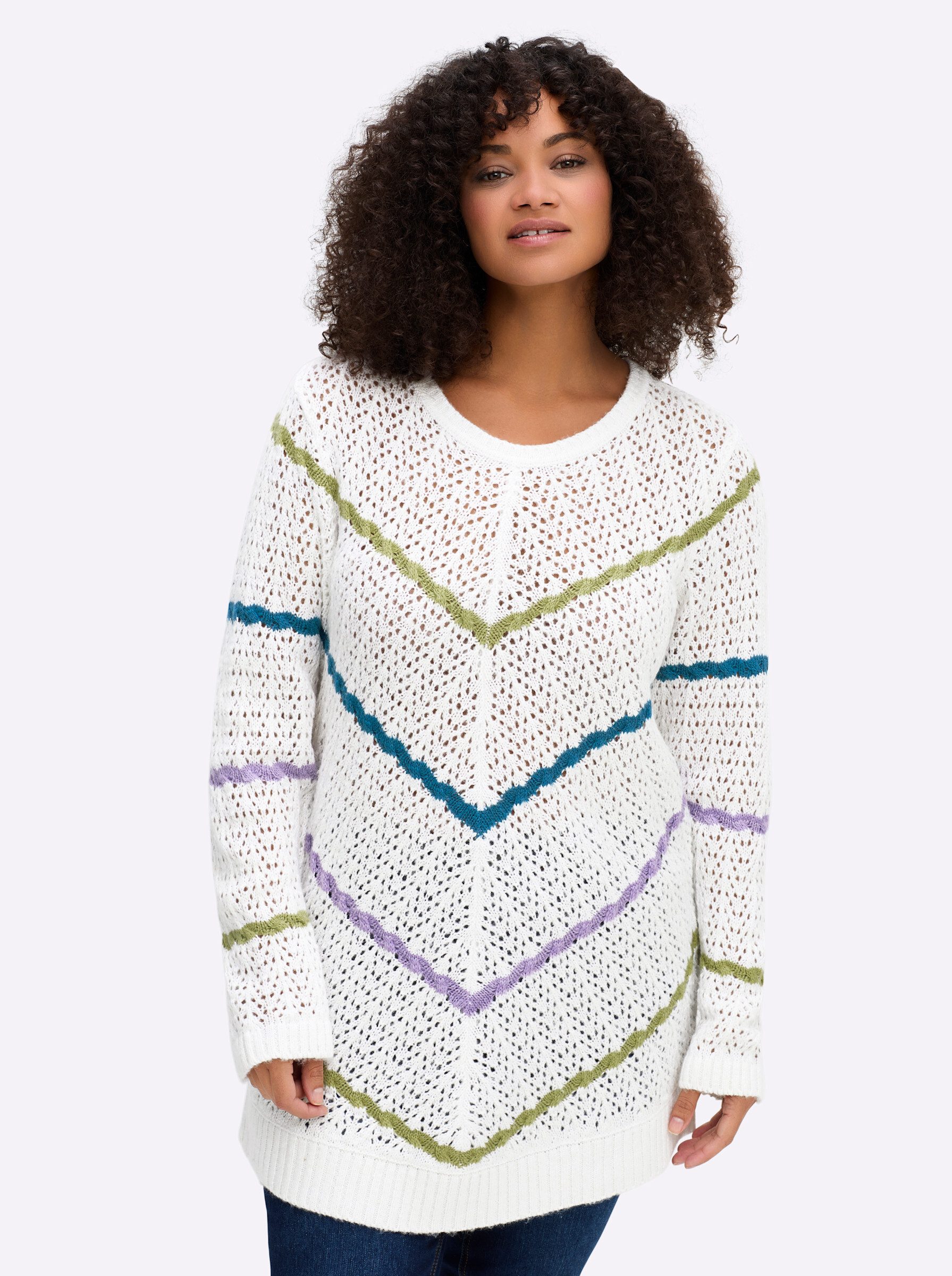 Sheego Strickpullover Ajourpullover . günstig online kaufen