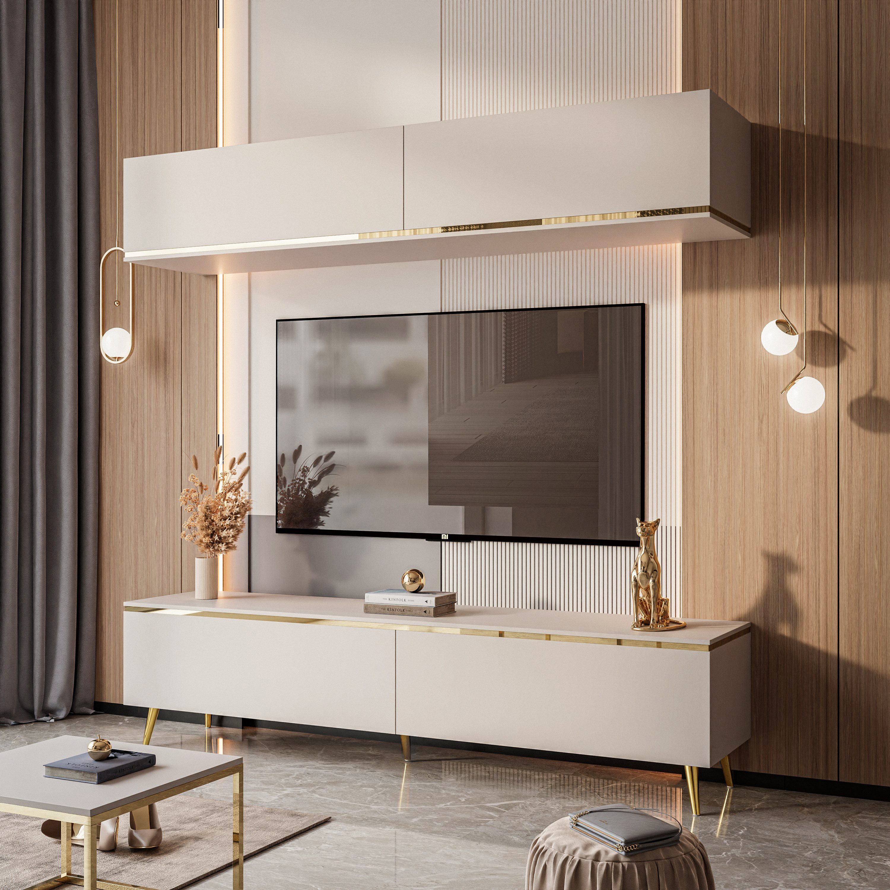 Lookway Wohnwand AURORA II auf Beinen Kaschmir, Fronten in Matt günstig online kaufen