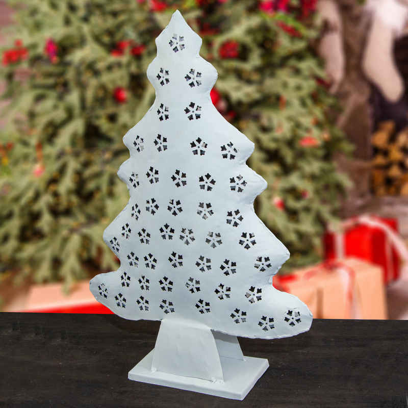 Antikas Weihnachtsfigur Tannenbaum Kerzenhalter, weiß, groß, Weihnachten, Dekoration