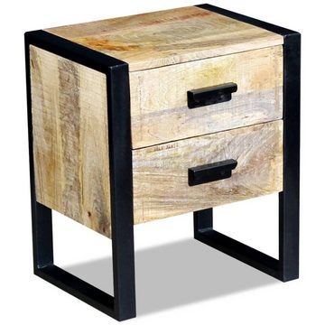 furnicato Nachttisch Beistelltisch mit 2 Schubladen Mango Holz 43x33x51 cm