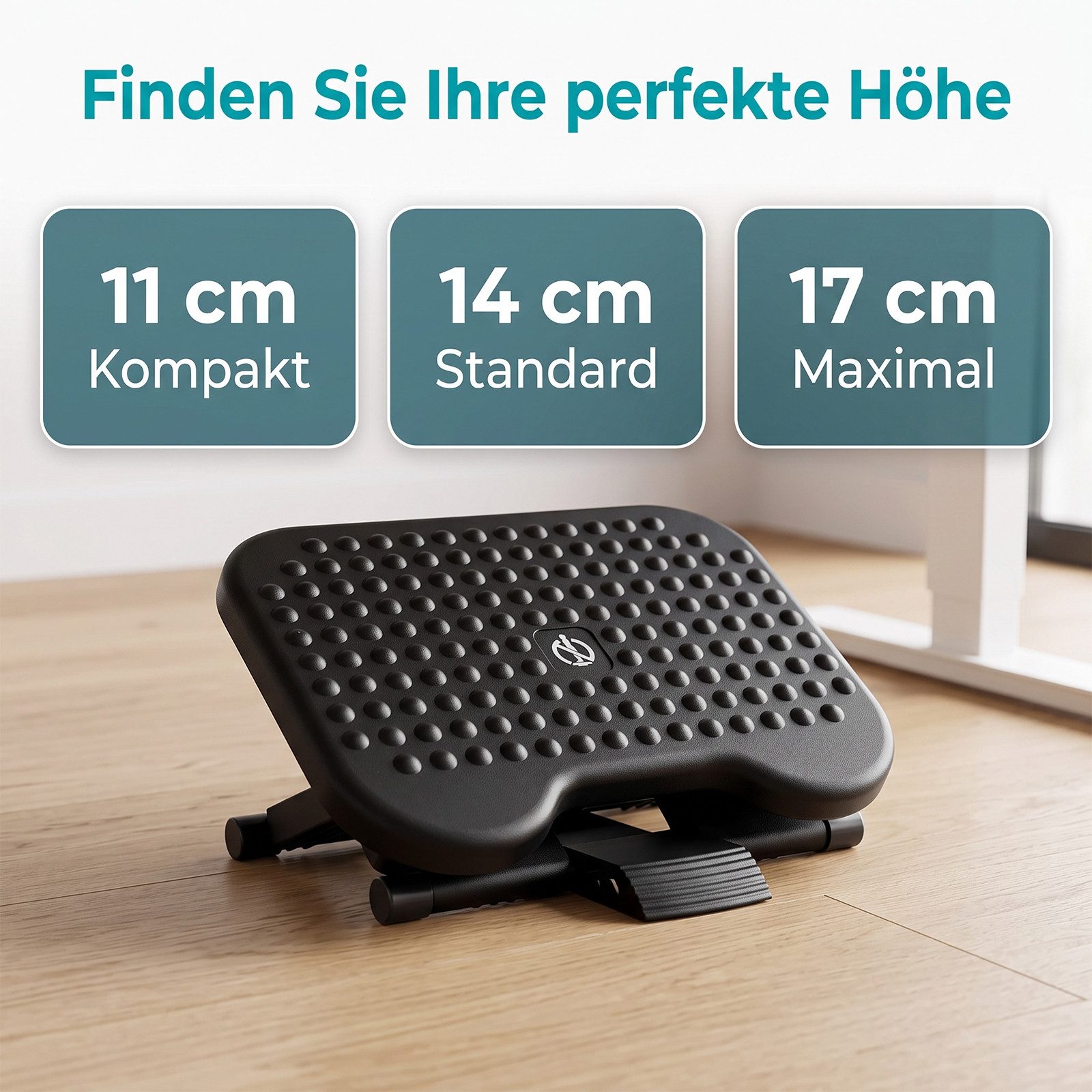 AKKEE Fußhocker Ergonomische Schreibtisch 3 höhenverstellbar und winkelverstellbar, rutschfeste Fußstütze für Homeoffice, Büro, Zuhause, Reisen – Bild 2 von 5