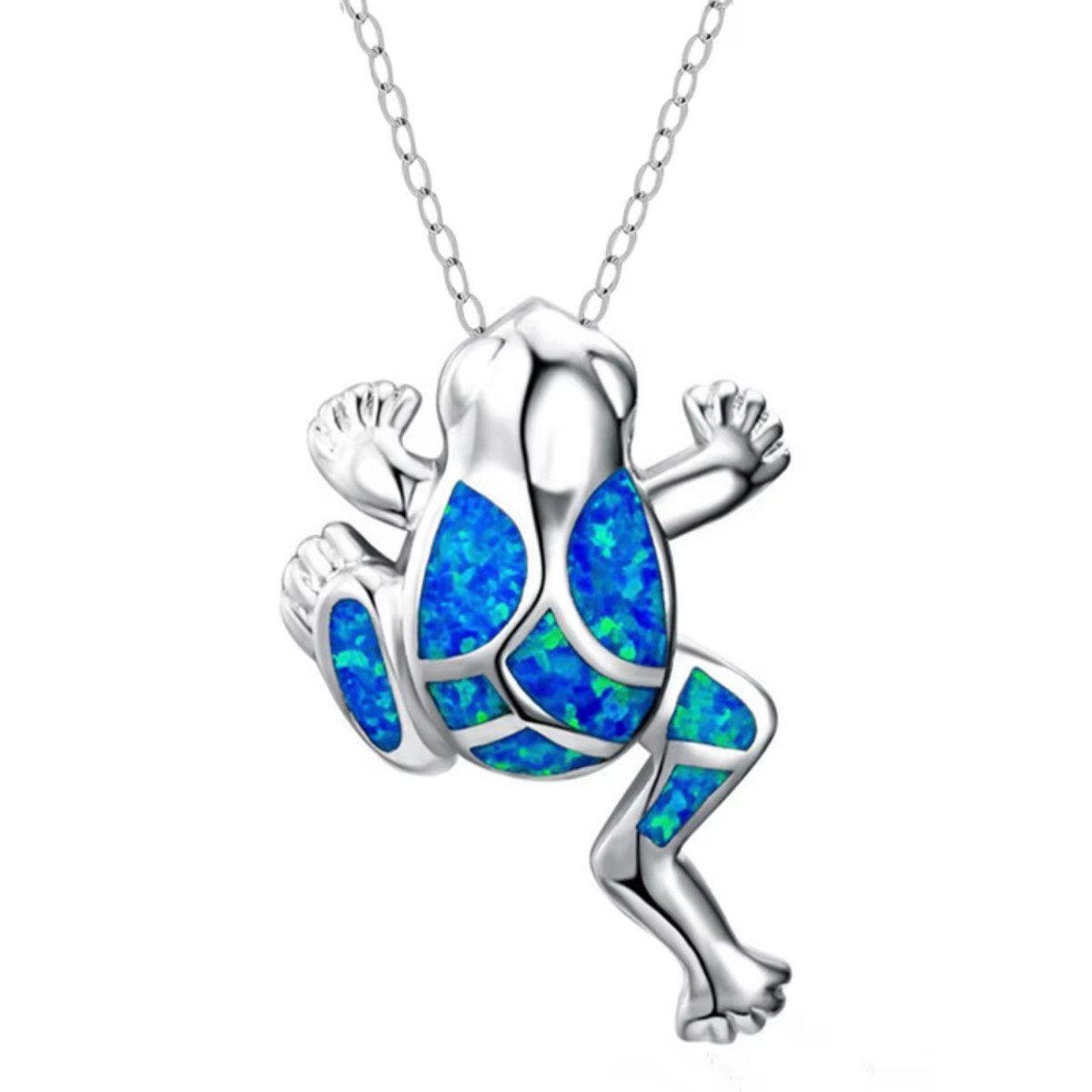 Kette mit Anhänger Halskette Edelstahlkette Venezianerkette mit Frosch-Anhänger