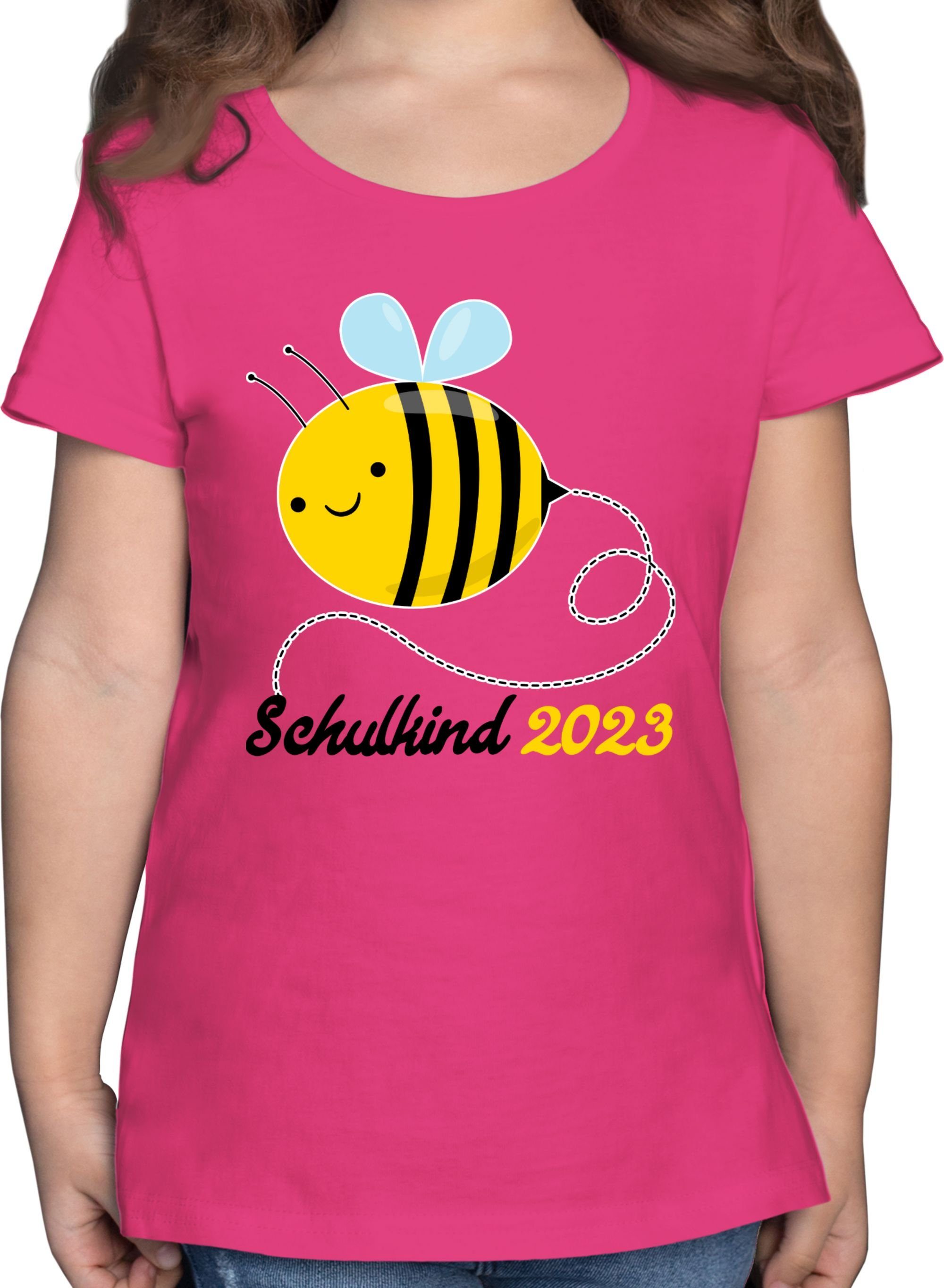 Shirtracer T-Shirt Biene Einschulung Fuchsia Mädchen 2023 Schulkind 1
