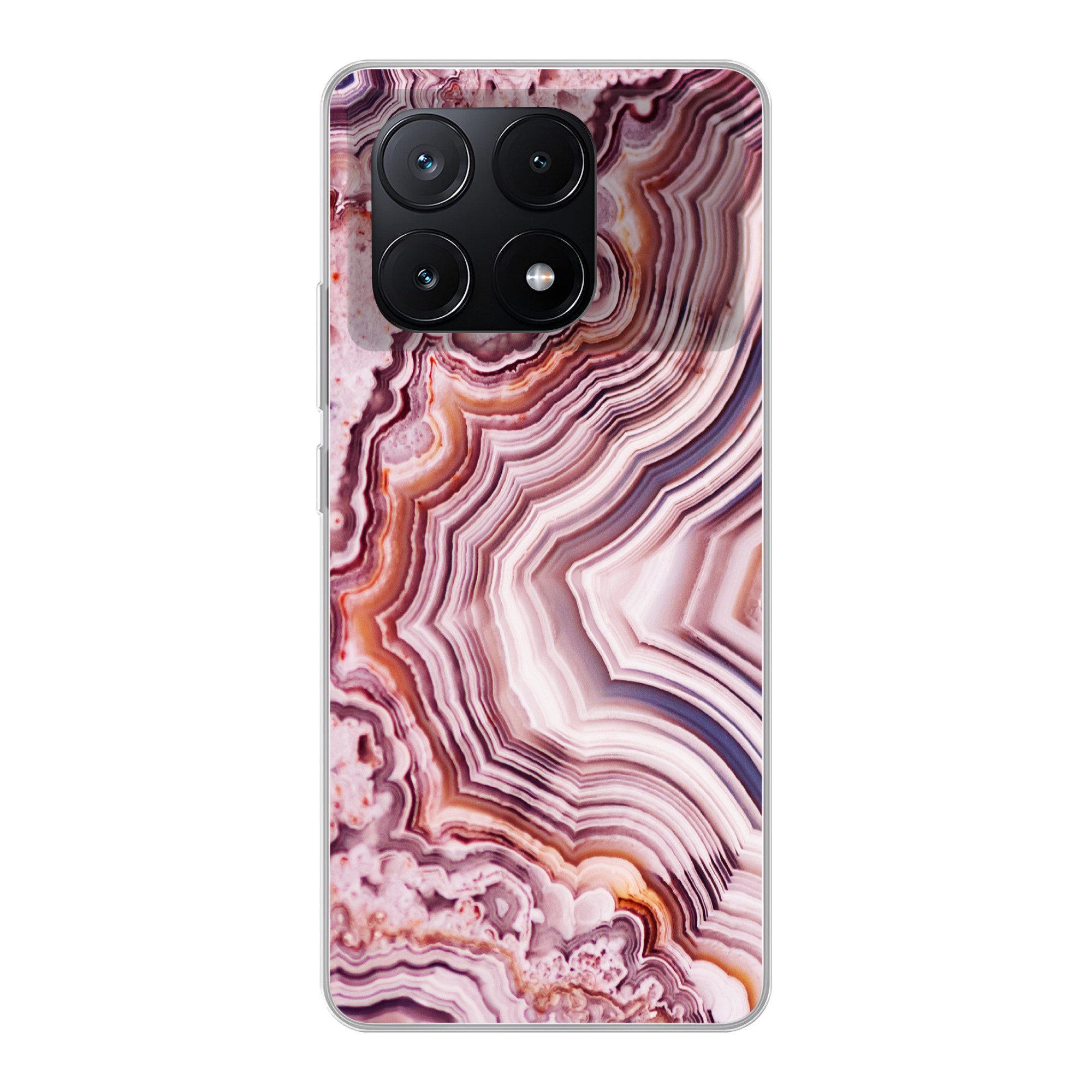 MuchoWow Handyhülle für Xiaomi Poco X6 Pro Naturstein - Rosa - Luxus, Handy Case, Silikon, Bumper Case Dünn