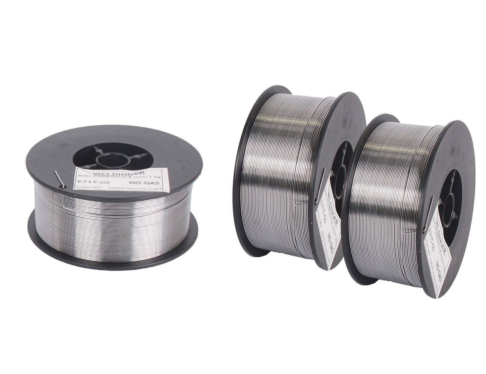WELDINGER Schweißdraht 3 Rollen Fülldraht D100 0,8 mm (MIG/MAG-Schweißdraht NoGas), (Packung), exzellente Schweißergebnisse