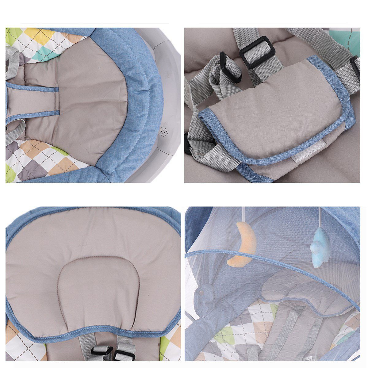 Insma Babywippe elektrische Babyschaukel bluetooth Musik, mit Schwung in 5 Geschwindigkeiten und Fernbedienung max. 9kg – Bild 4 von 5