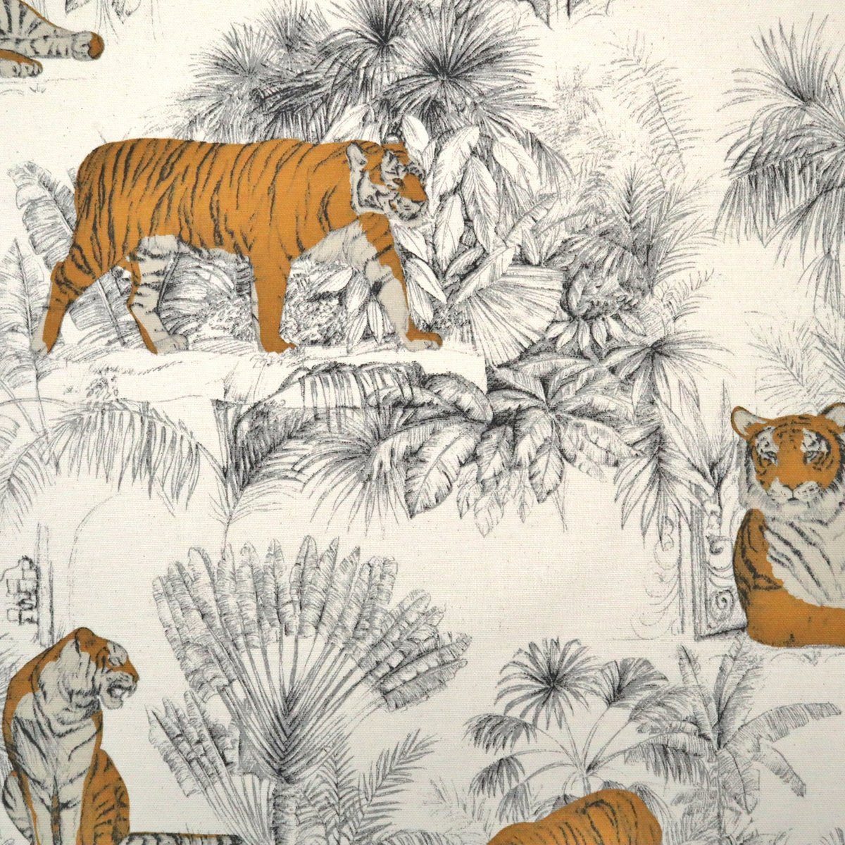 Thumbnail - Stofferia Stoff Dekostoff Halbpanama Sherkan Tiger Grau, Breite 155 cm, Meterware