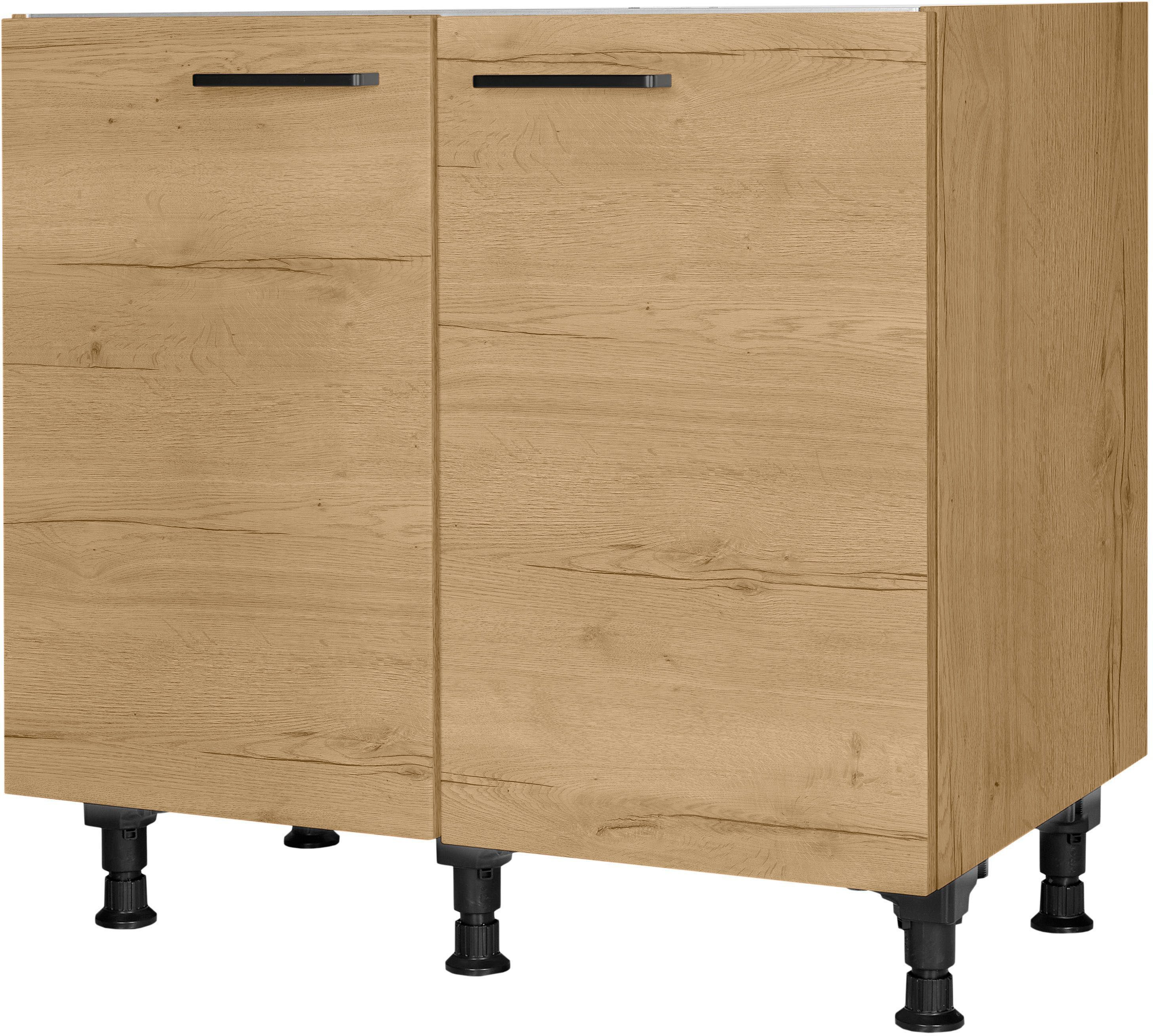 nobilia® Spülenschrank "Structura", vormontiert, mit höhenverstellbaren Sockelfüßen, Breite 90 cm
