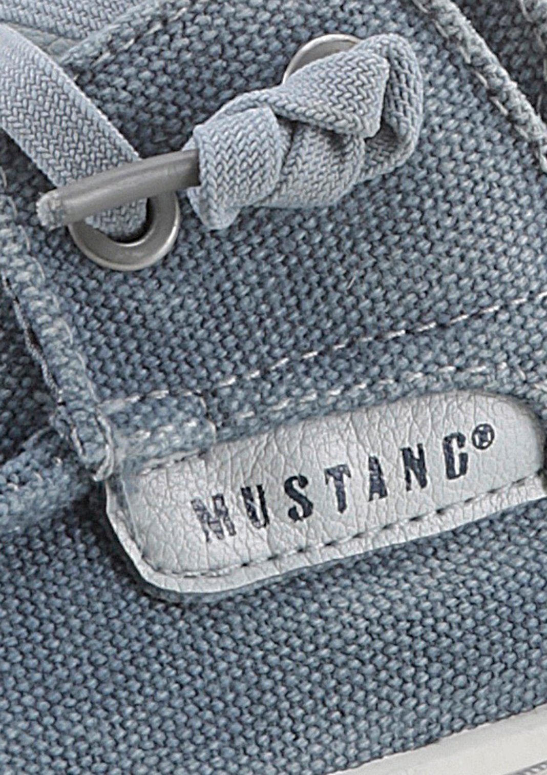 mit Mustang blaugrau Gummizug Schnürung als Slipper Shoes