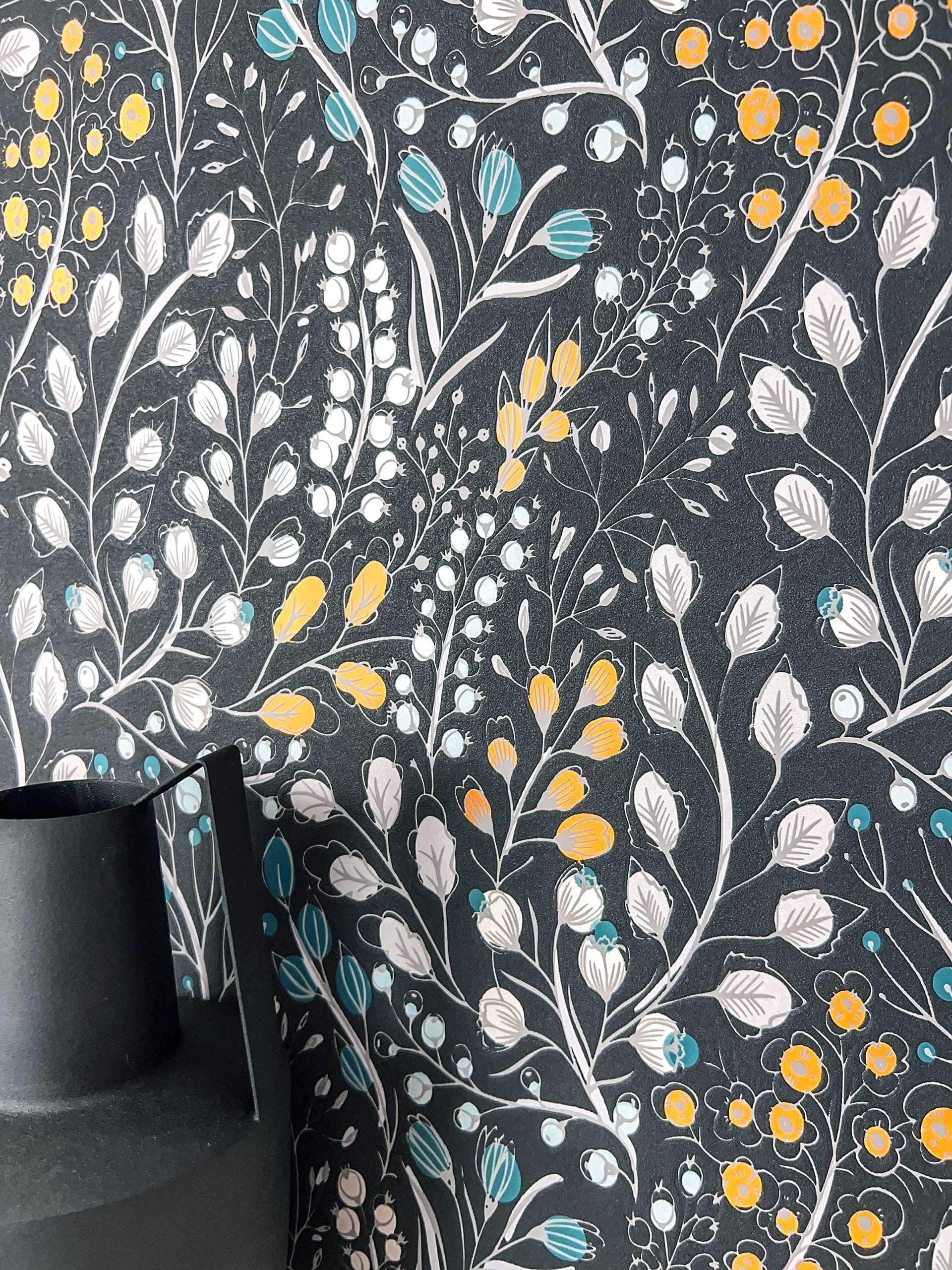 Newroom Vliestapete, Schwarz Tapete Floral Blätter günstig online kaufen