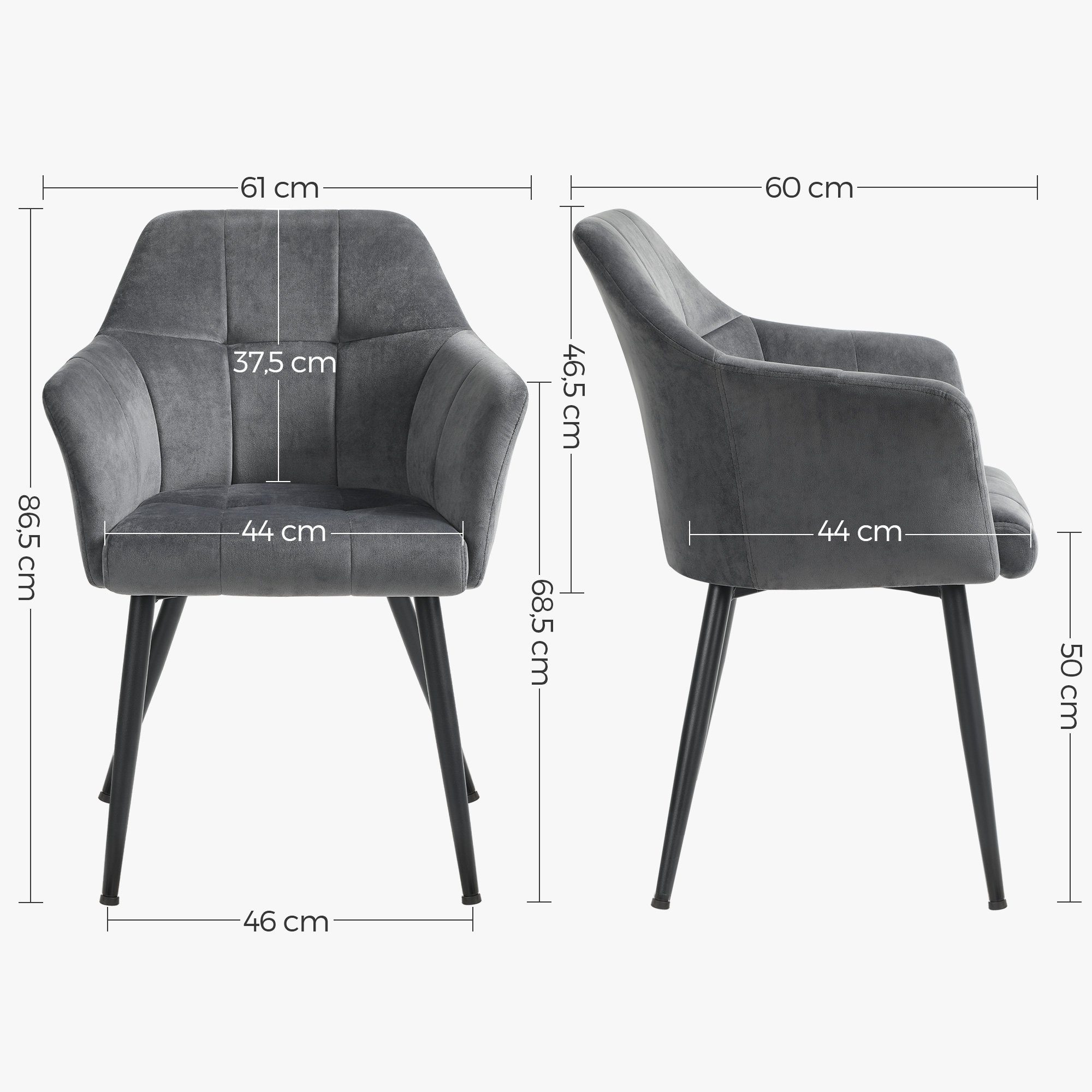 SONGMICS Esszimmerstuhl (6 St), Polsterstuhl, Samt, günstig online kaufen