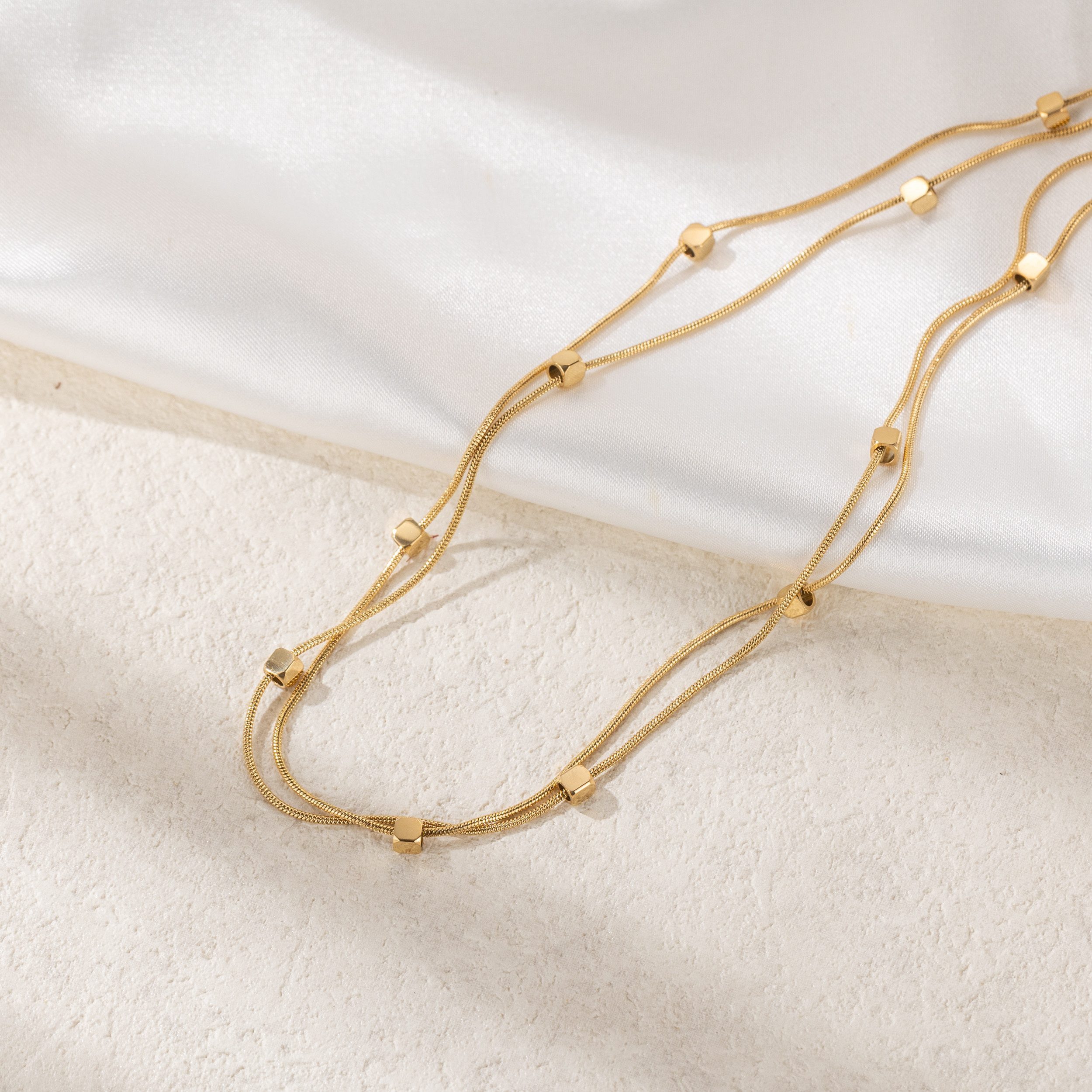 M-Diamant Edelstahlkette Edelstahl-Halskette – Doppellagige Damenkette, Dop günstig online kaufen