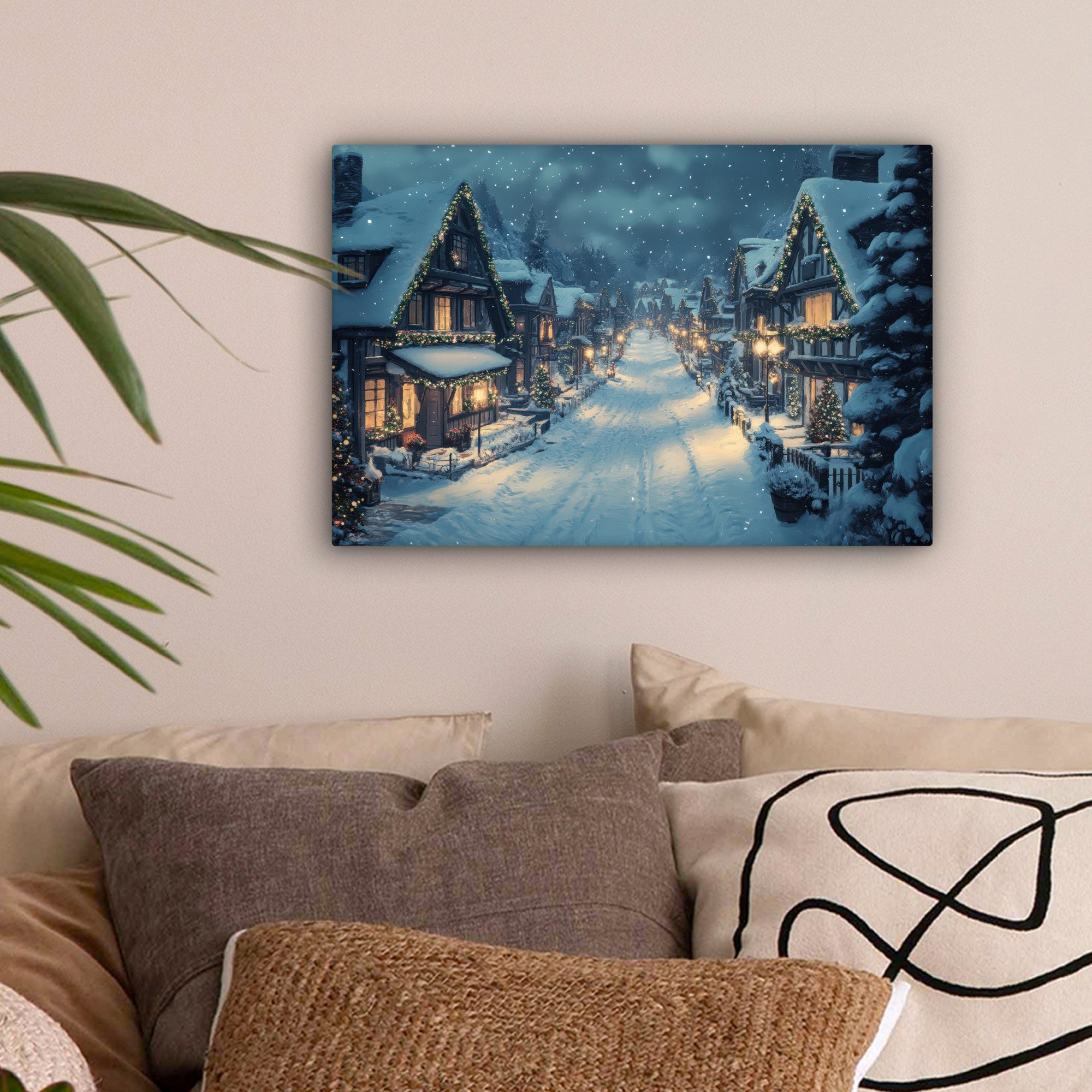 OneMillionCanvasses® Leinwandbild Weihnachtsdorf - Weihnachten - Schnee - W günstig online kaufen