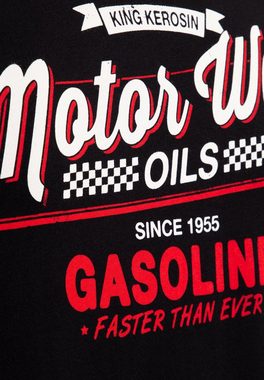 KingKerosin Print-Shirt Motorway Oils (1-tlg) Front & Back Print im Retro Gas station Look