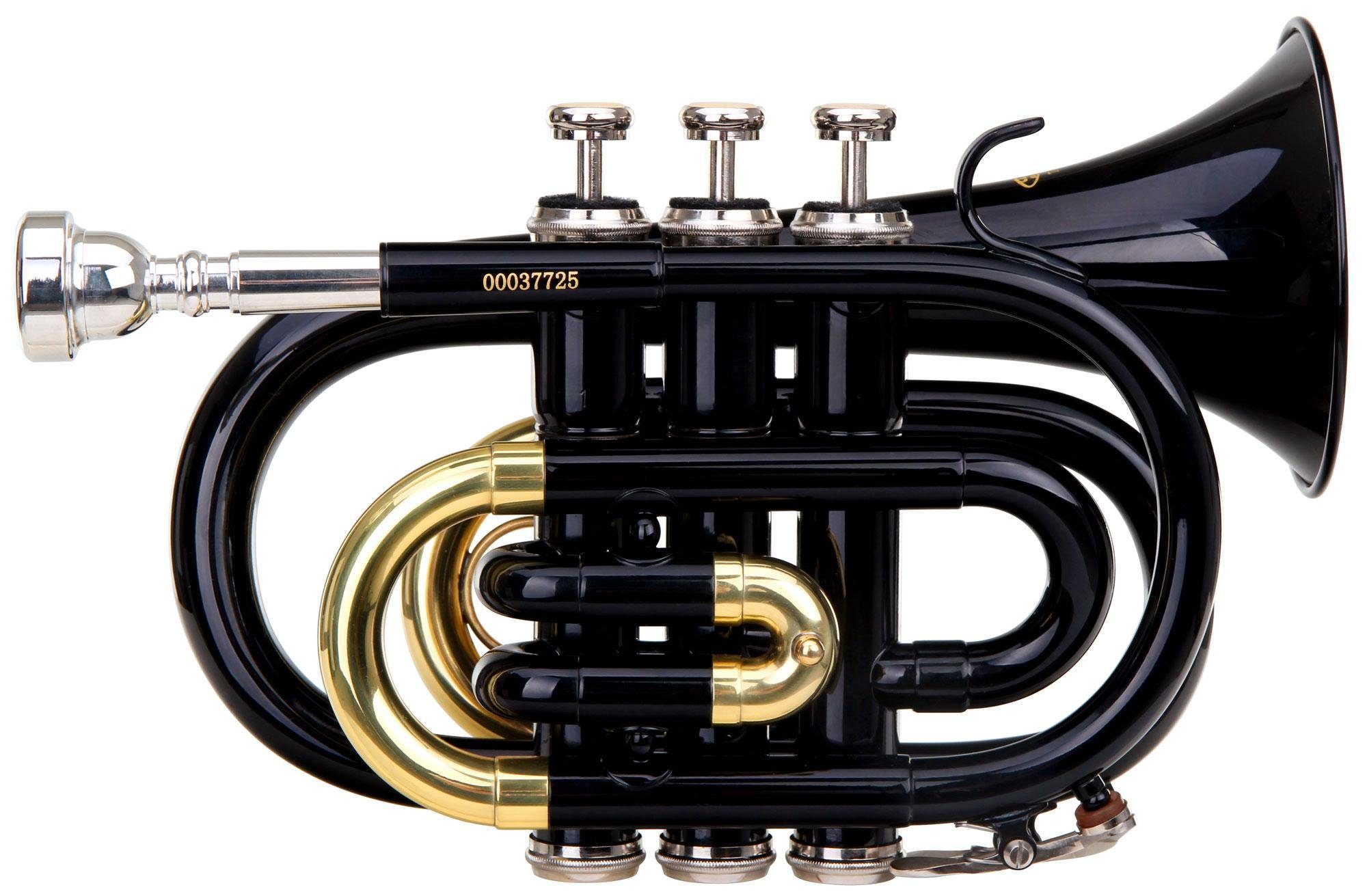 Classic Cantabile Trompete TT-400 Taschentrompete Bb, inkl. Koffer & Mundstück, Trompete im Taschenformat, Schallbecher: 93 mm