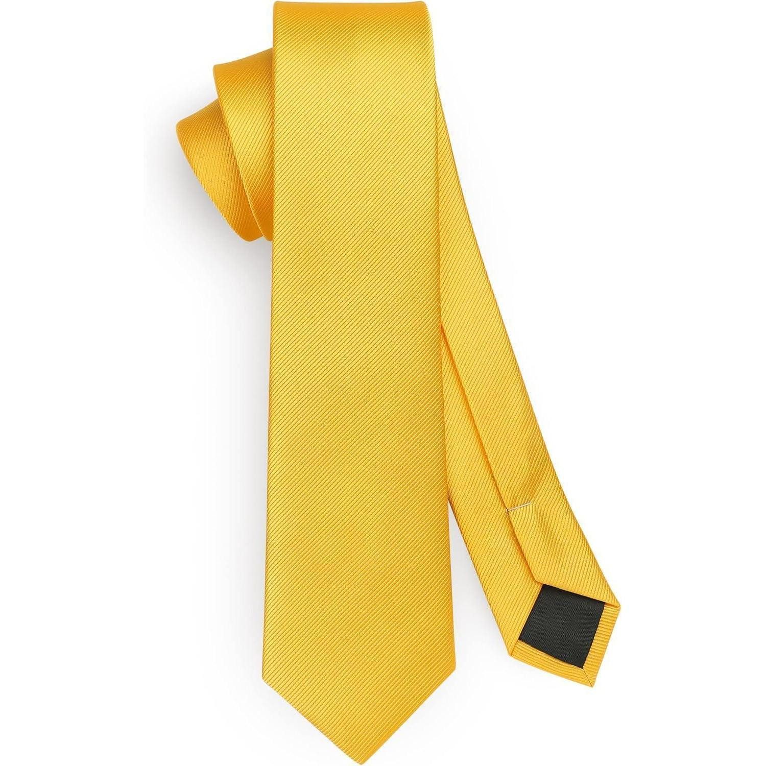 Krawatte Krawatte Herren Seide schmale einfarbig 6cm Business Gelb