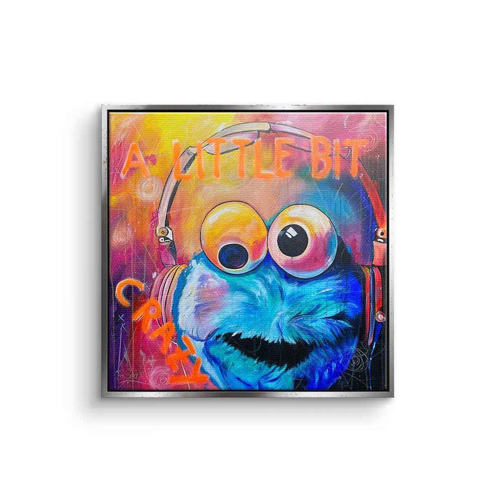 DOTCOMCANVAS® Leinwandbild, Leinwandbild Krümelmonster Cookie Monster Muppets designed by Sabrina silberner Rahmen