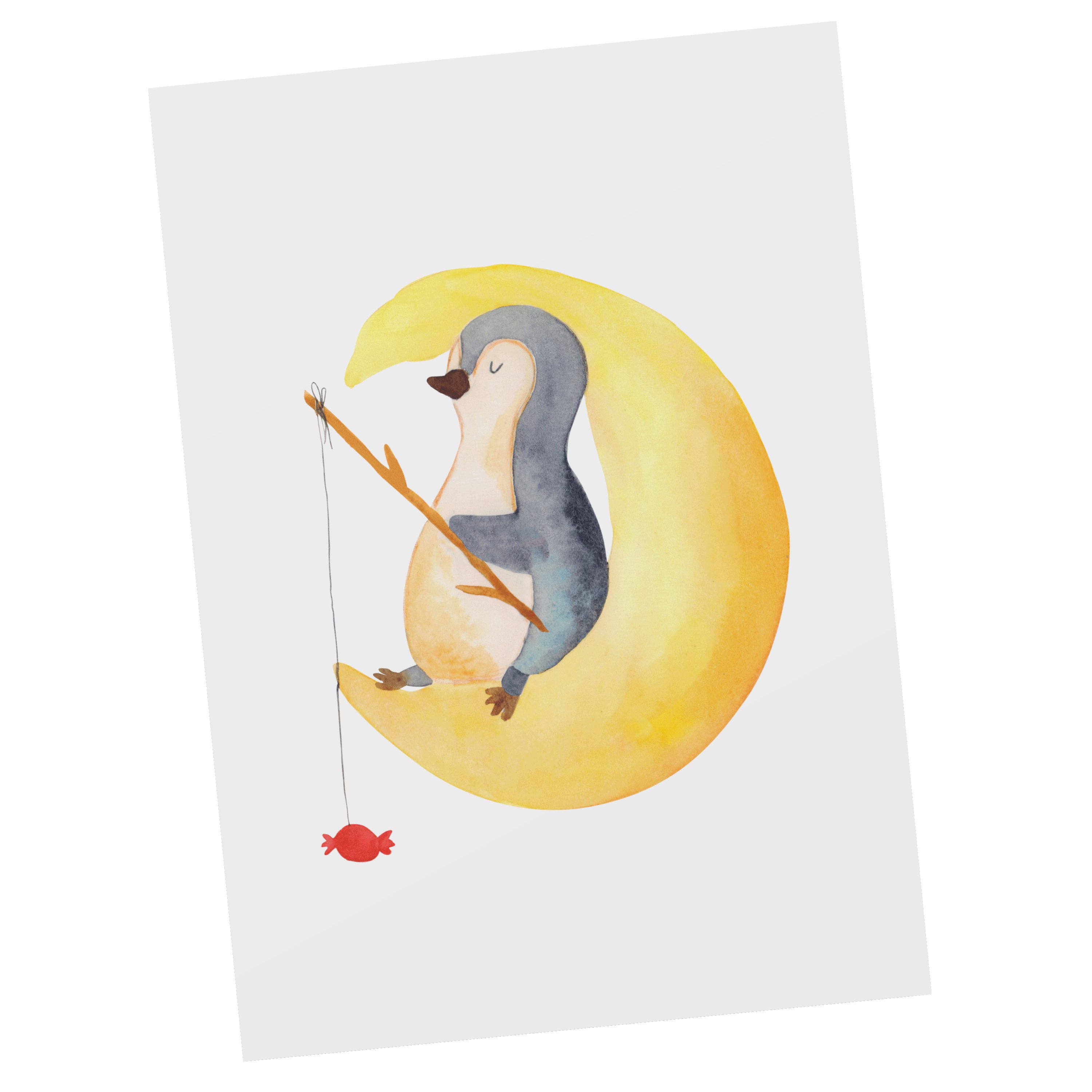Mr. & Mrs. Panda Postkarte Pinguin Mond - Weiß - Geschenk, Karte, Einladungskarte, Süßigkeiten