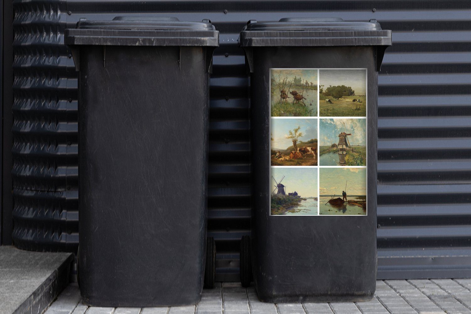 - Kunst Collage Container, Mülltonne, - St), Sticker, Niederlande Abfalbehälter MuchoWow (1 Wandsticker Mülleimer-aufkleber,
