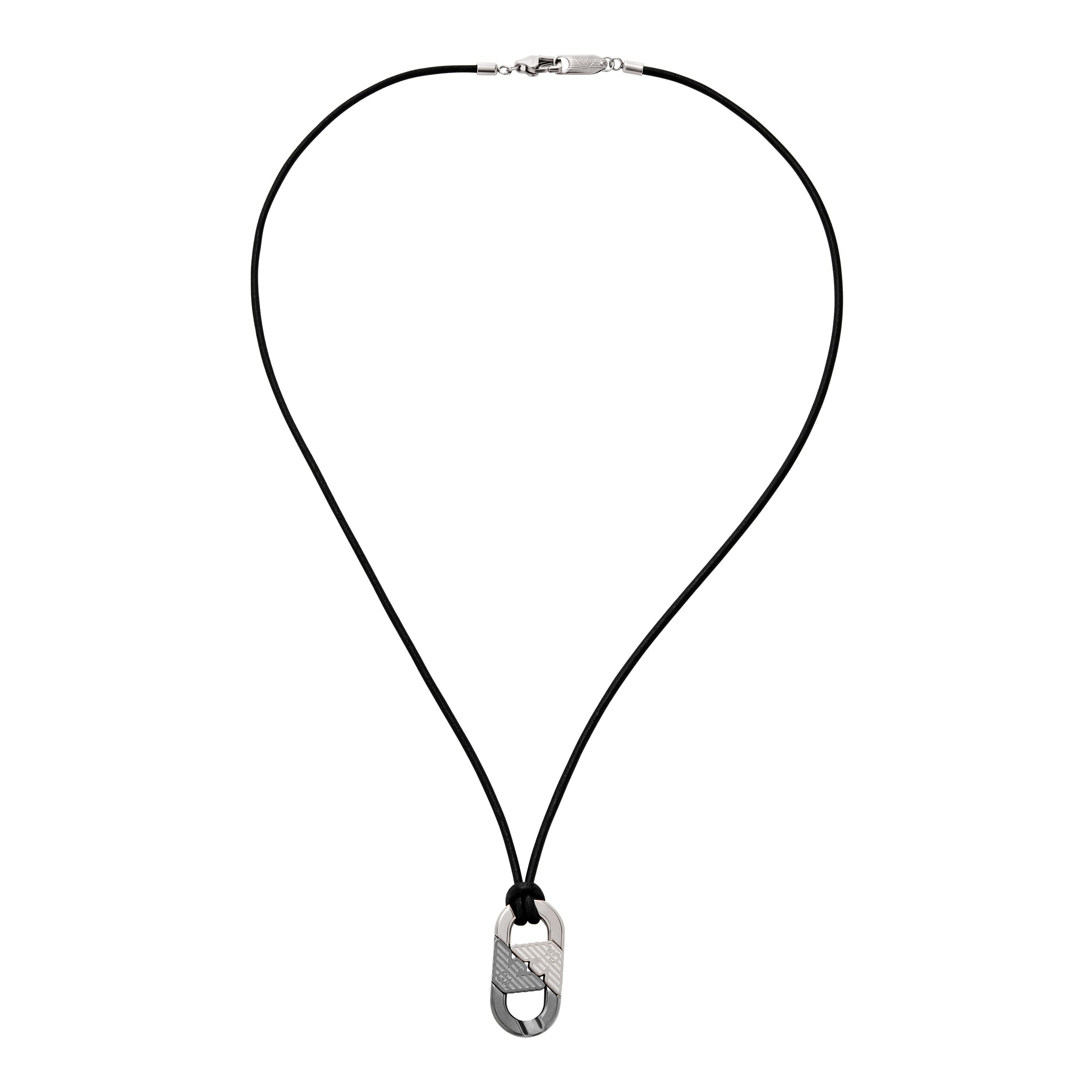 Emporio Armani Kette mit Anhänger Schmuck Geschenk Edelstahl Leder